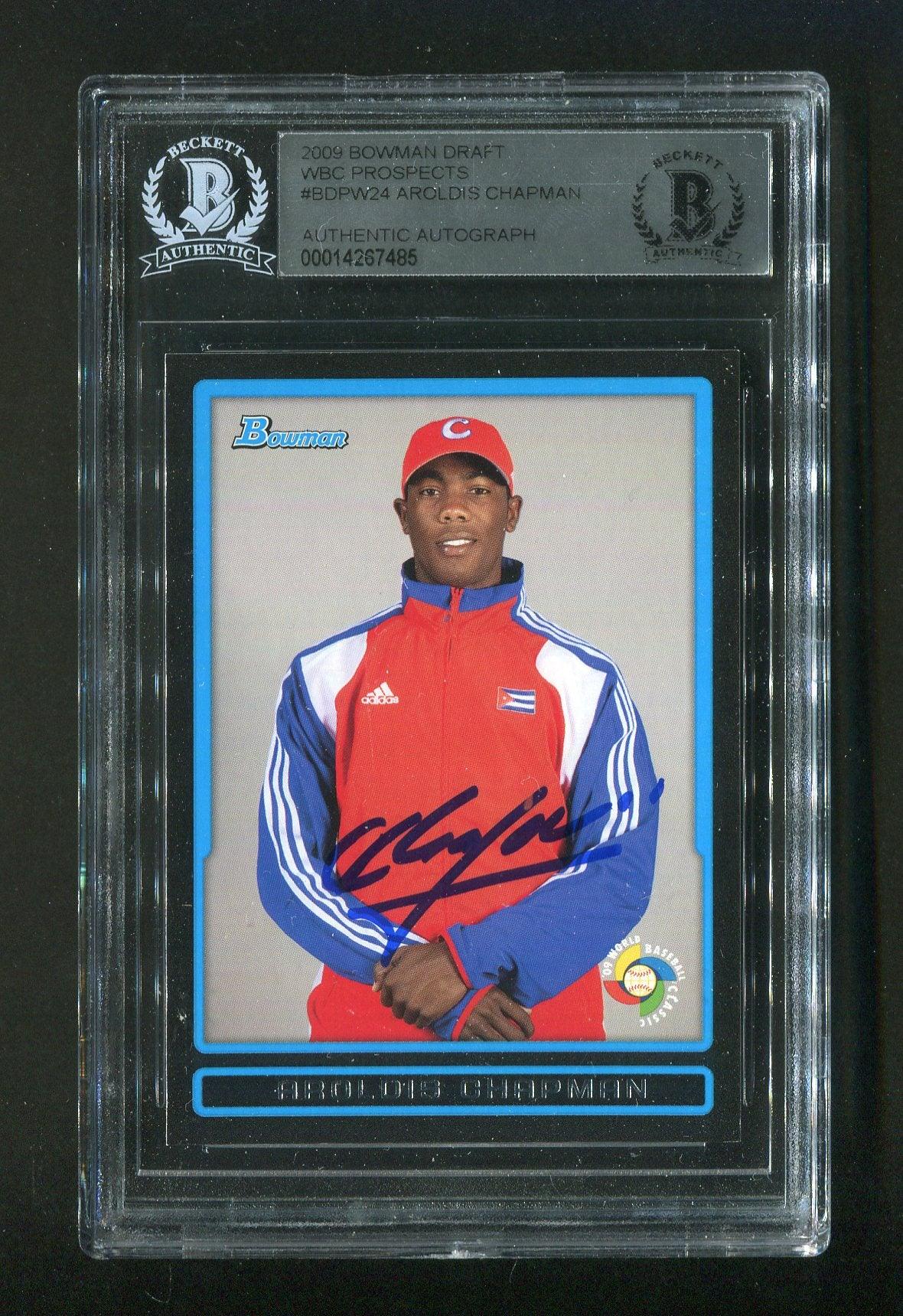 2009 Aroldis Chapman BGS Authentic Autograph Bowman Draft Prospects #BDPW24 Signed Rookie Baseball Card - Perfect for Collectors, Sports Memorabilia Enthusiasts, and Baseball Fans