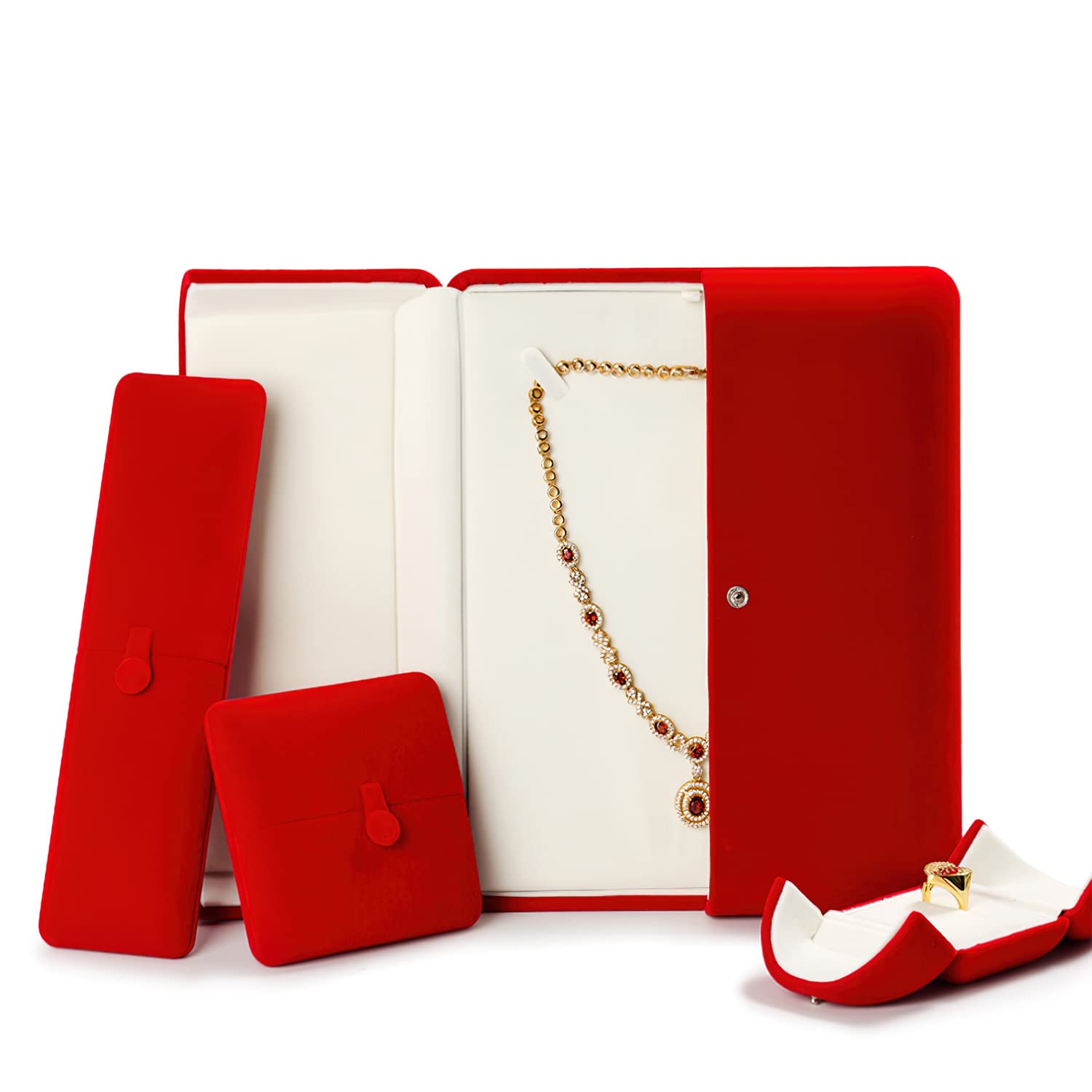 Oirlv Red Velvet Ring Box - Premium Jewelry Gift for Proposal & Wedding