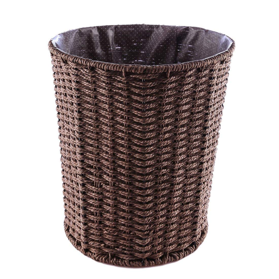 Eco-Friendly Rattan Wicker Trash Can - Recyclable Waste Basket for Kitchen, Office & Bedroom | Sustainable Brown Garbage Bin for Home & Office Organization