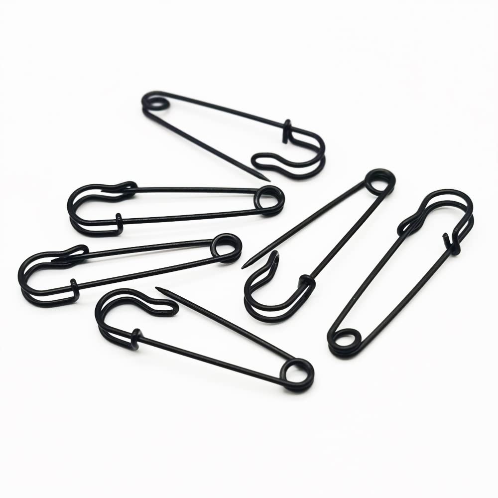 Heavy Duty 2 Inch/50mm Safety Pins Brooches for Blankets, Kilts, Skirts, Sweaters & Shawls - 30 Pack Black - Perfect for Crafting, Sewing, DIY Projects & Clothing Repair