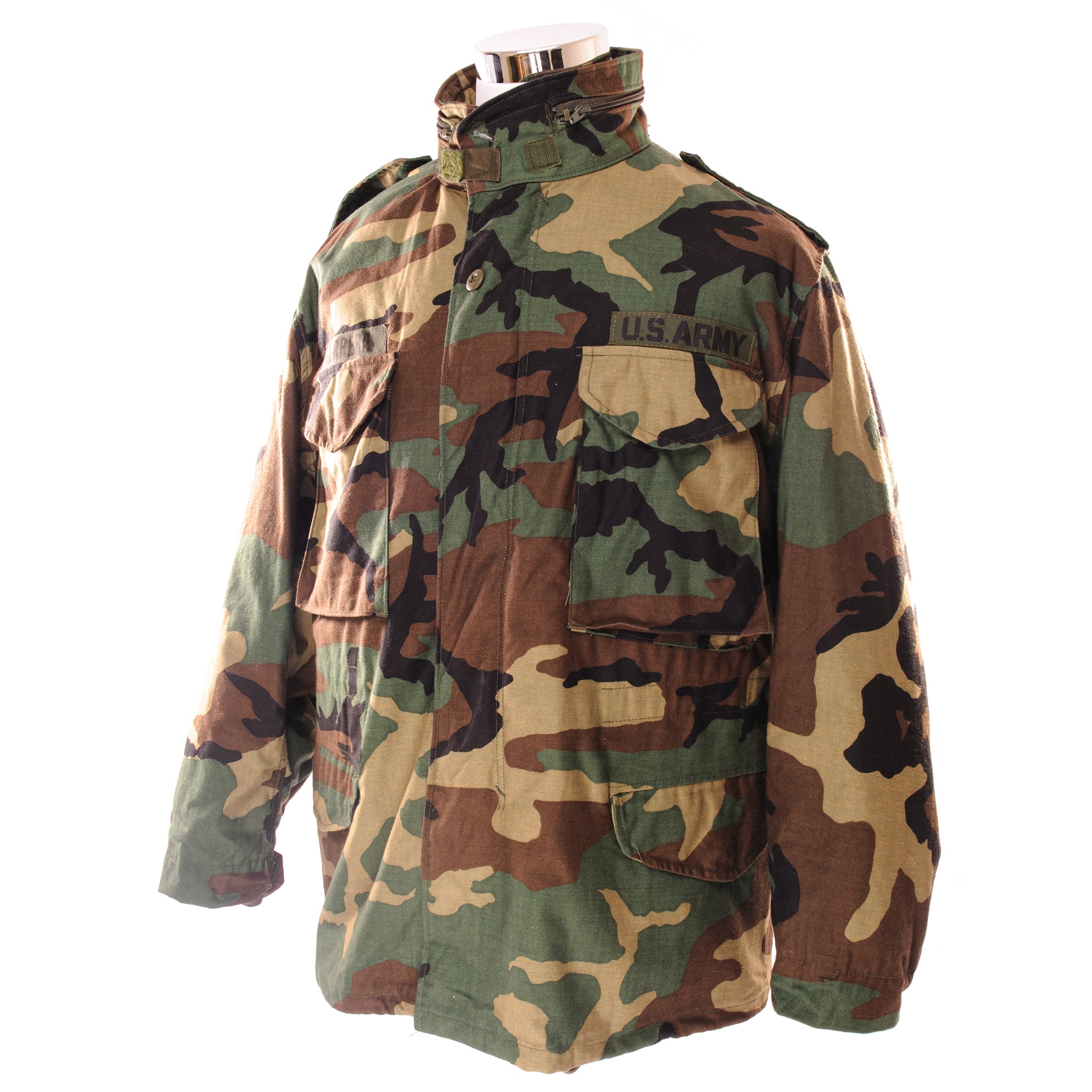 Vintage US Army M-1965 M65 Woodland Camo Field Jacket - 1991 Military Surplus - Size Large Short - Perfect for Outdoor Adventures, Hunting & Casual Wear