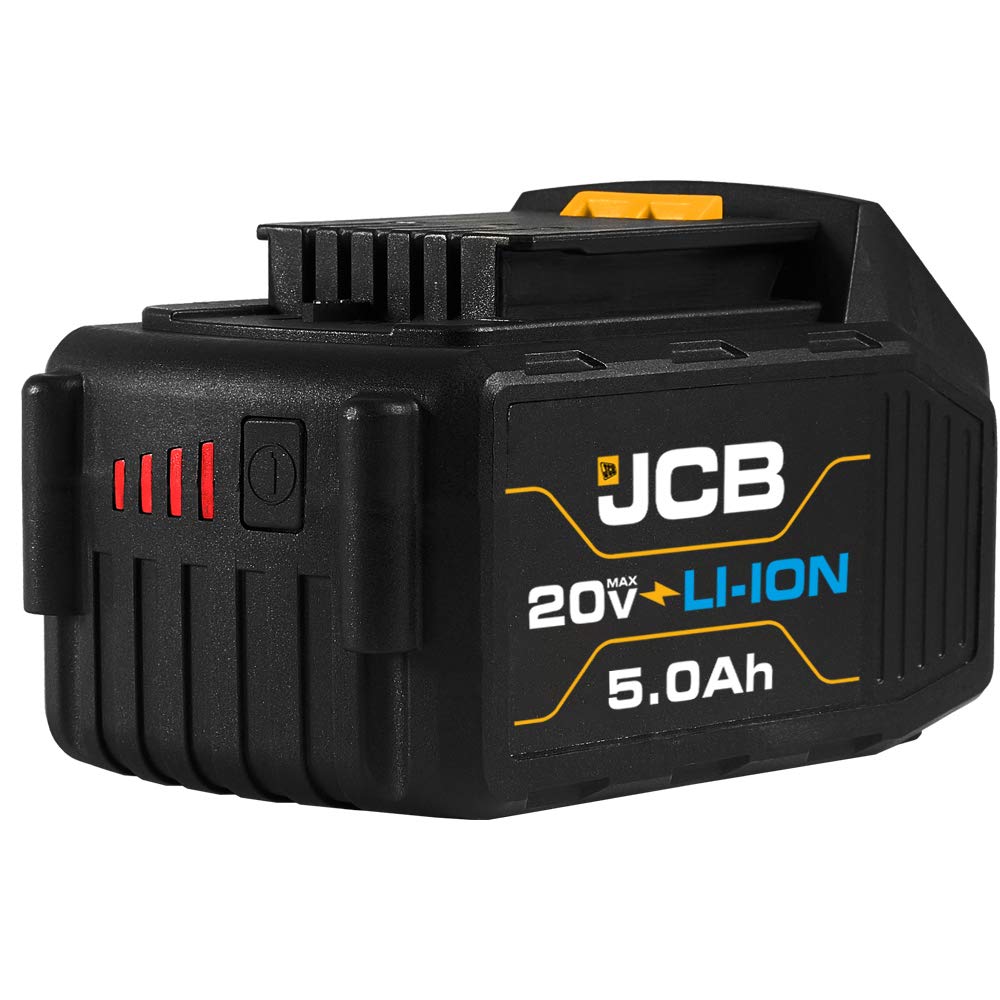 JCB 20V 5.0Ah Lithium-Ion Battery with Charge Indicator - Compatible with JCB 20V Power Tools (Drill, Jigsaw, Circular Saw) - Perfect for Construction, Woodworking & DIY Projects