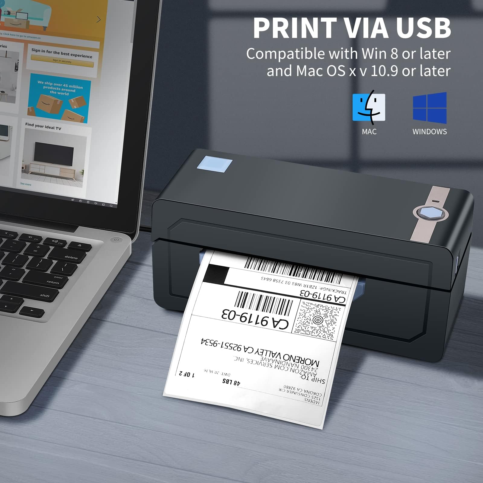 JADENS 4x6 Bluetooth Thermal Shipping Label Printer - Wireless Label Printer for eBay, Amazon, Shopify, Etsy & USPS | Compatible with Android, iPhone & Windows | Perfect for Home Business, E-commerce & Warehouse Shipping
