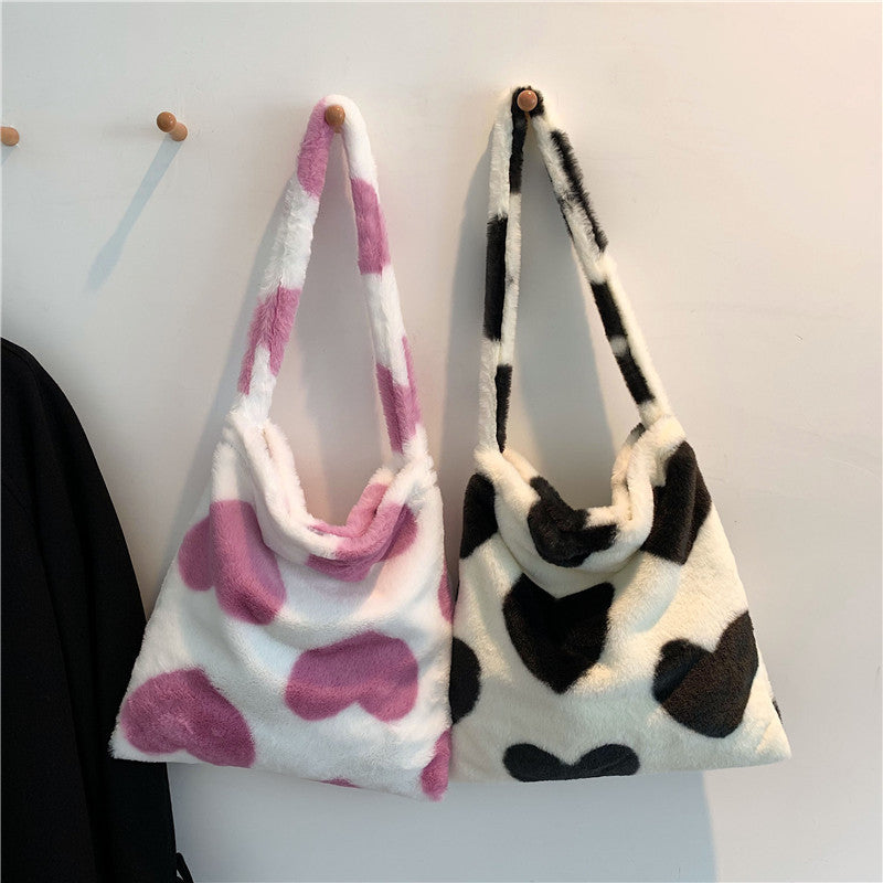 Love Heart Shoulder Bags - Winter Plush Shopping Tote for Women | Cute Crossbody Purse for Daily Use, Date Night & Gift Giving