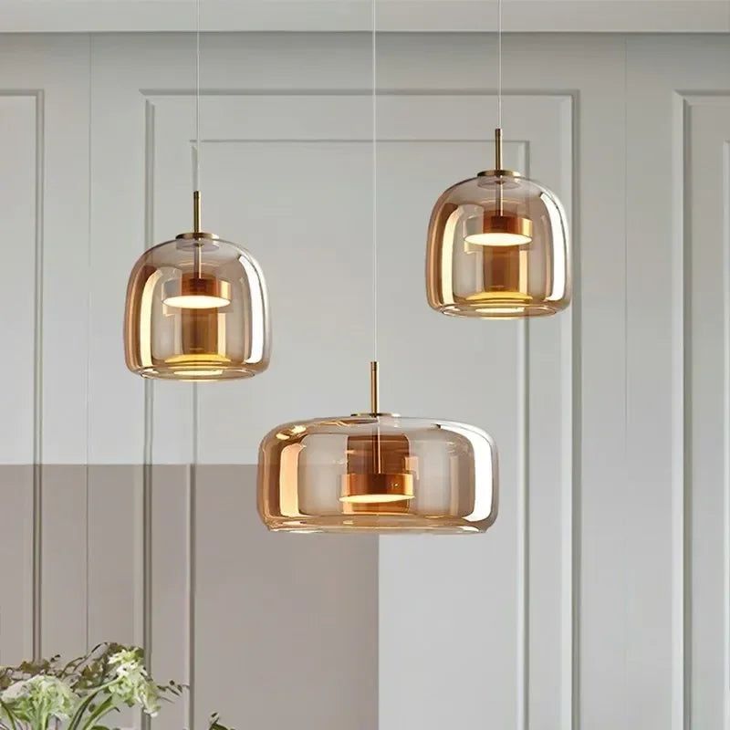 Stylish Glass LED Pendant Light - Modern Hanging Fixture for Kitchen Island, Dining Room & Bedroom | Energy-Efficient Dimmable Lighting for Home Decor
