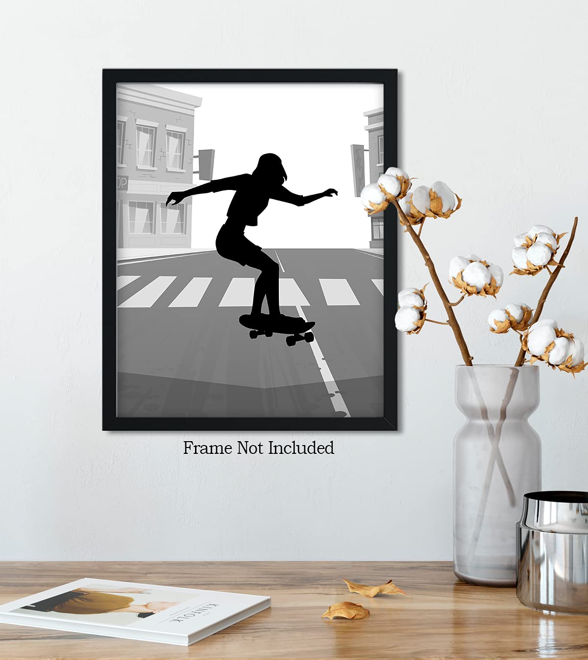 Skateboard Wall Art - Urban Skater Room Decor for Girls - Female Skateboarder Silhouette Print - 11x14 Unframed Poster - Perfect for Bedroom, Dorm & Skateboard Fan Gifts