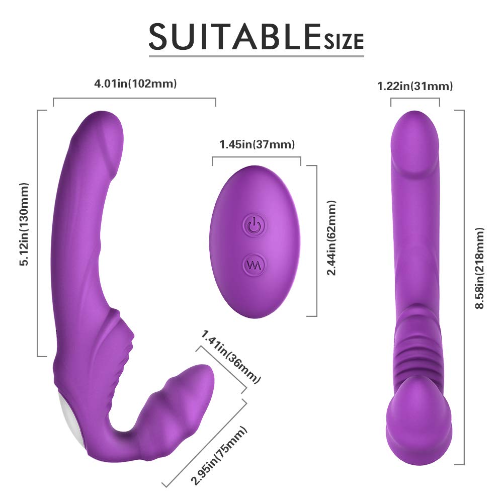 Rechargeable Remote Control Strapless Strap-On Dildo Vibrator - Silicone Adult Sex Toy for Women & Couples, G-Spot & Clitoral Stimulation, Hands-Free Lesbian & Solo Play - Perfect for Bedroom Fun & Spicing Up Relationships