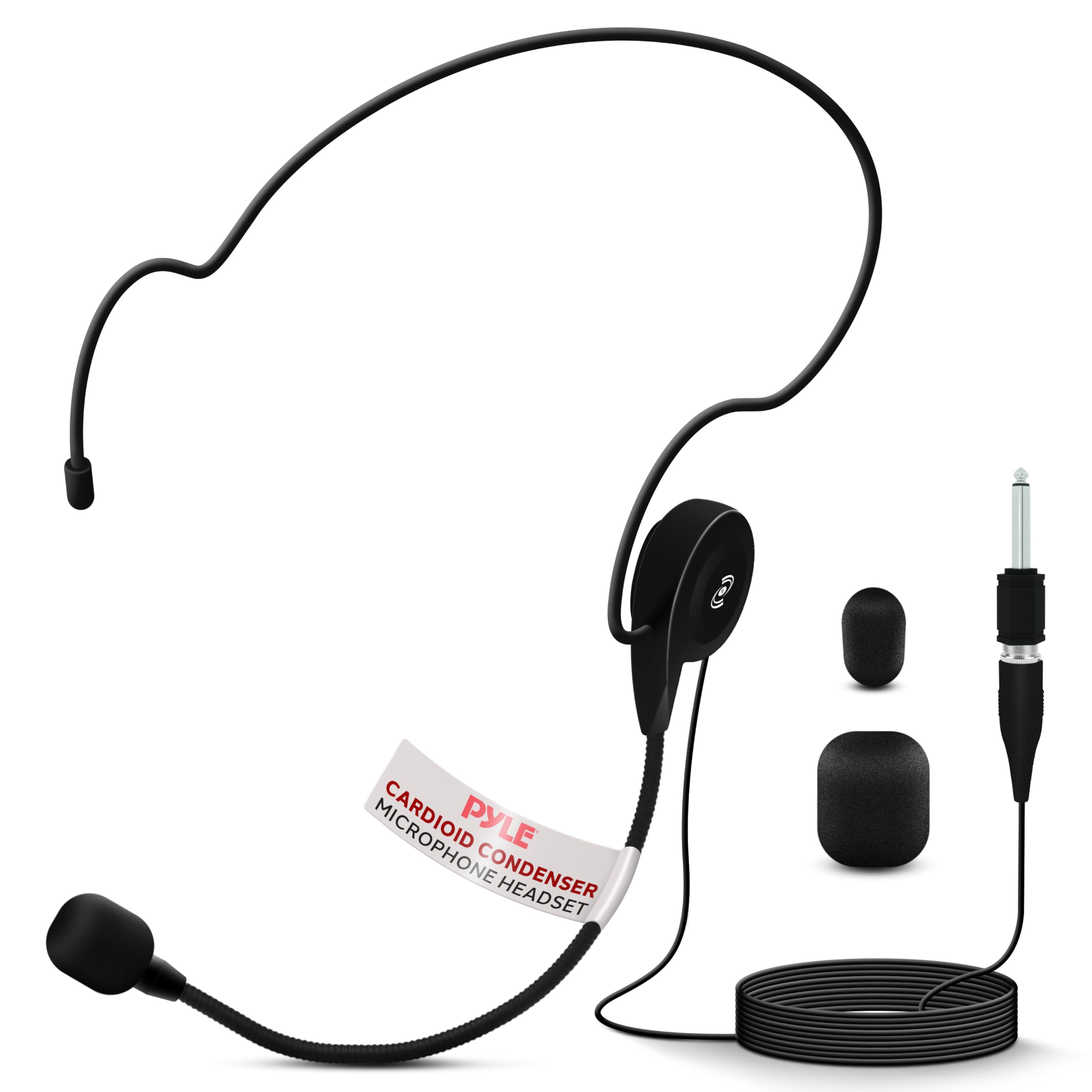 Professional Double Over Ear Headset with Cardioid Condenser Microphone - Pyle Pro PLM31 (Black) - Includes 3.5mm/1/4
