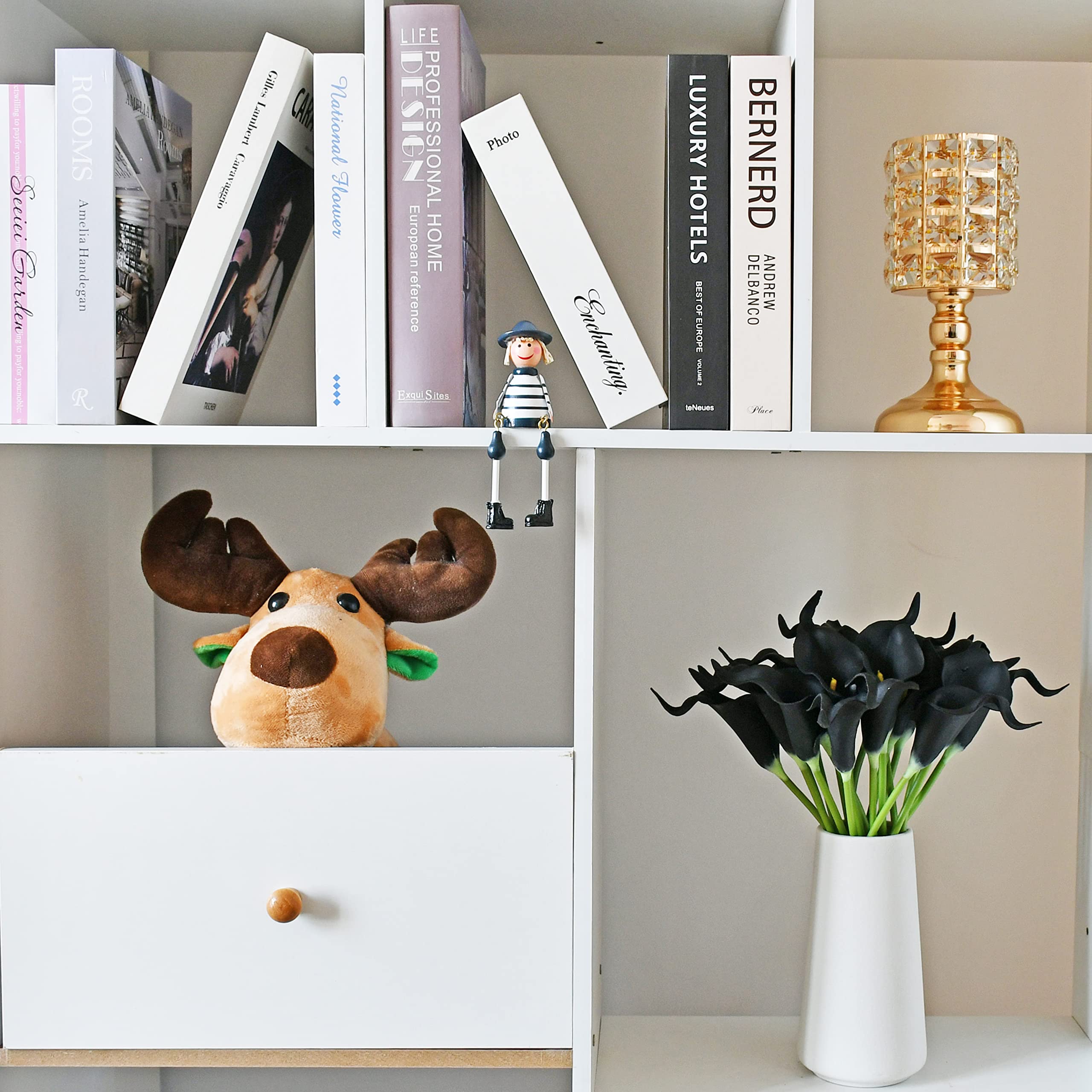 20pcs Black Artificial Calla Lily Silk Flowers - 13.5