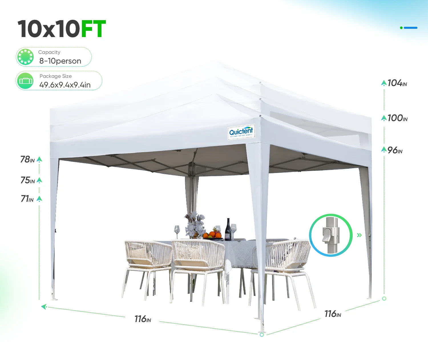 10' x 10' Pop Up Privacy Canopy Tent with Side Walls - Perfect for Outdoor Events, Beach Parties, and Backyard Gatherings