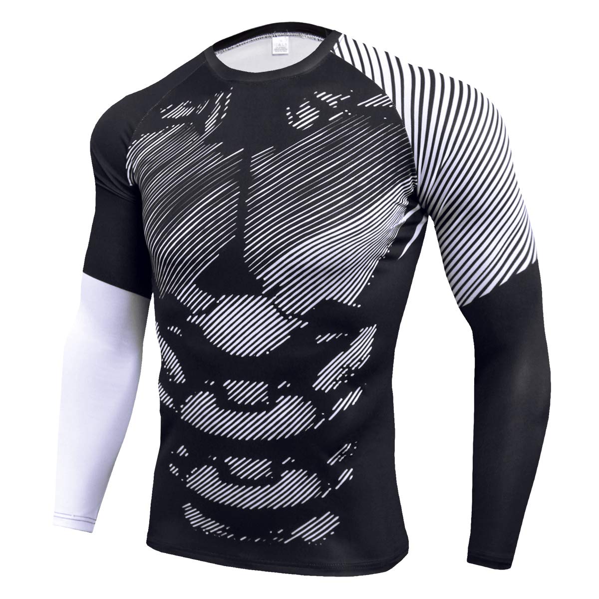 Men's Long Sleeve Compression Shirt & Workout Pants Set - Athletic Running Sports Performance Wear - Moisture Wicking Gym Clothes & Leggings in Black - Ideal for Training, Jogging and Fitness Activities