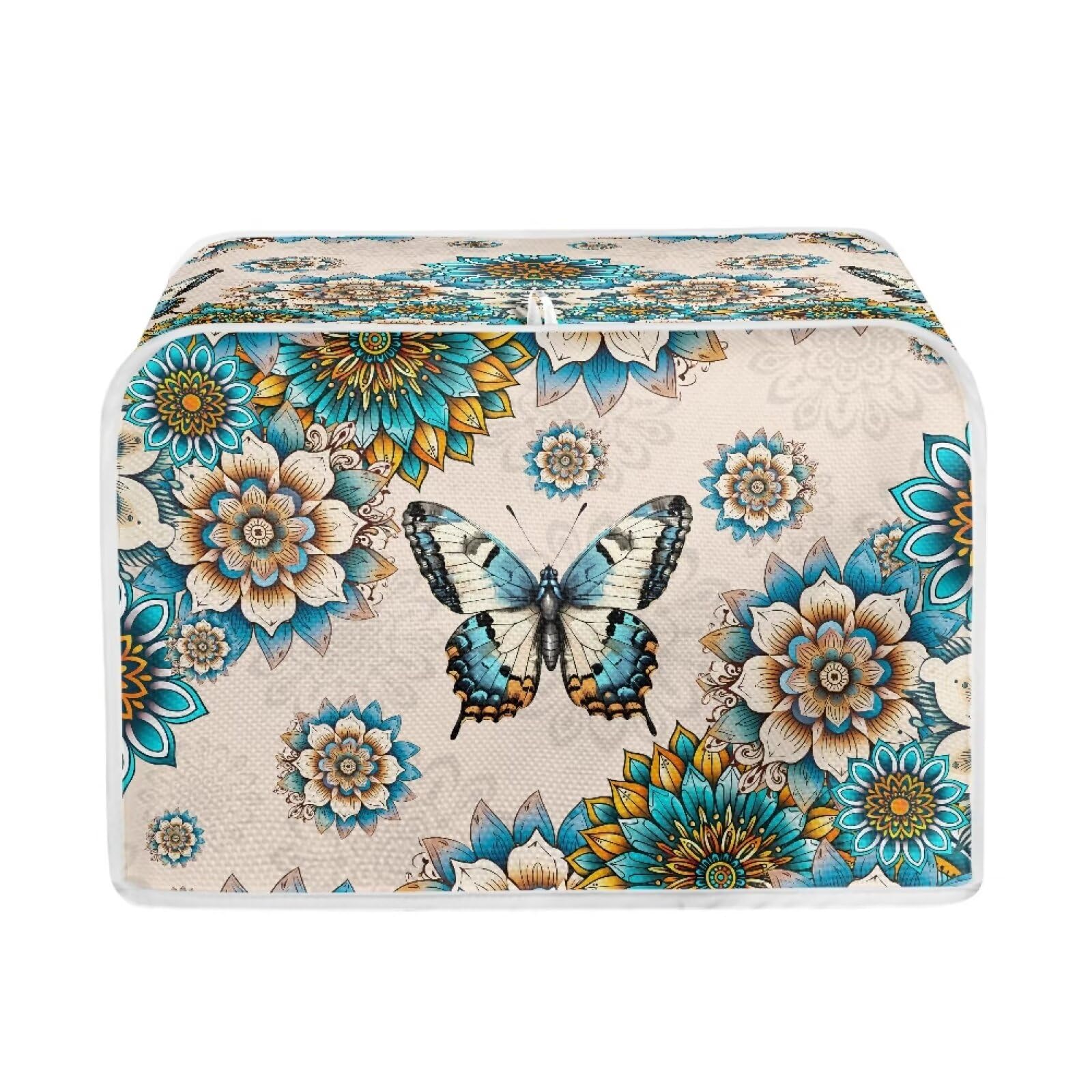 Boho Mandala Printed Toaster Cover - Dustproof & Fingerprint Resistant Kitchen Appliance Cover with Butterfly Design - Decorative Microwave & Toaster Oven Protector - Perfect for Boho & Vintage Style Kitchens, Coffee Shops & Home Decor