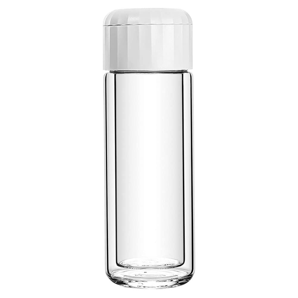 Premium Borosilicate Glass Water Bottle - Double Wall Insulated, Tea Infuser with Leak-Proof Lid, Portable Travel Mug for Hot & Cold Drinks - Perfect for Office, Gym, Hiking and Daily Commute