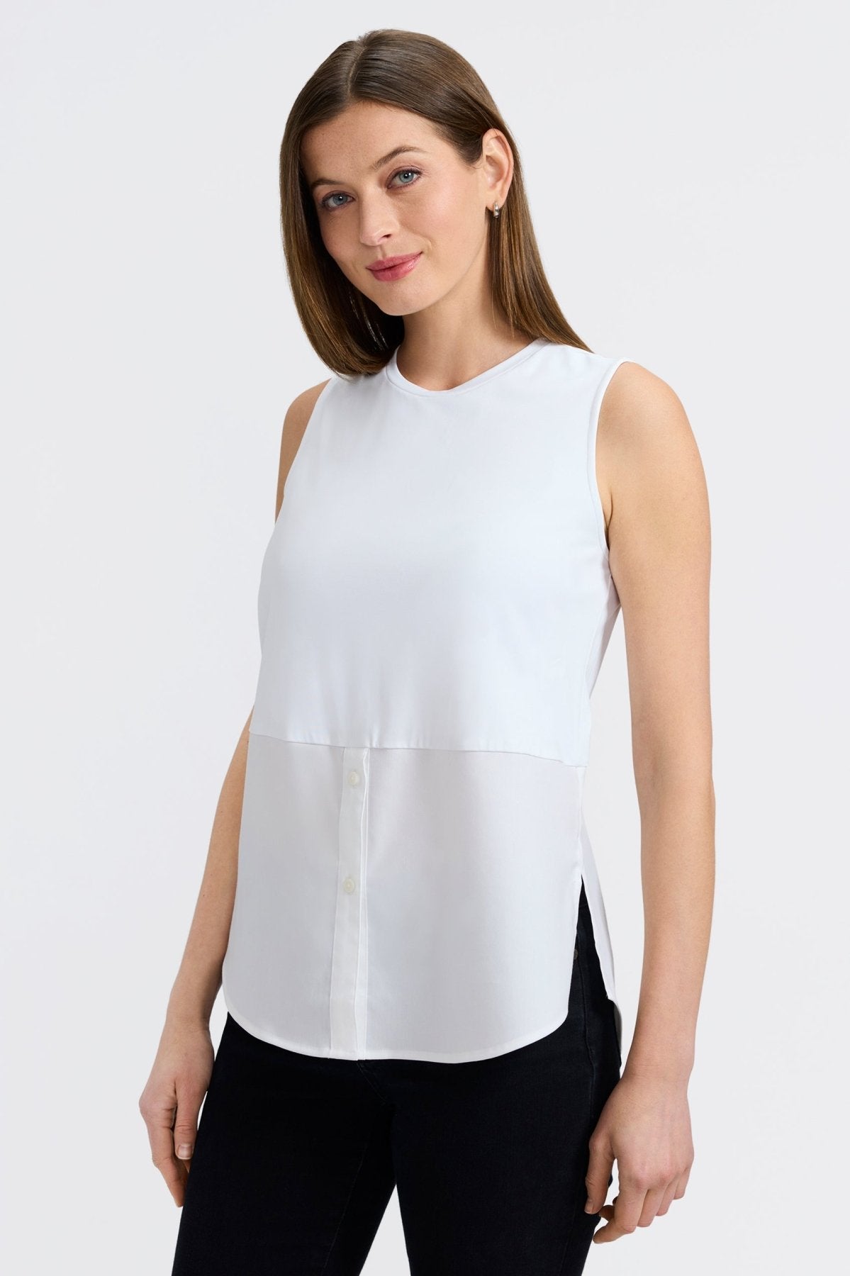 Jesse Knit Woven Crew Neck Sleeveless Layering Tank Top for Women - Perfect for Summer Outfits, Beach Wear and Casual Layering