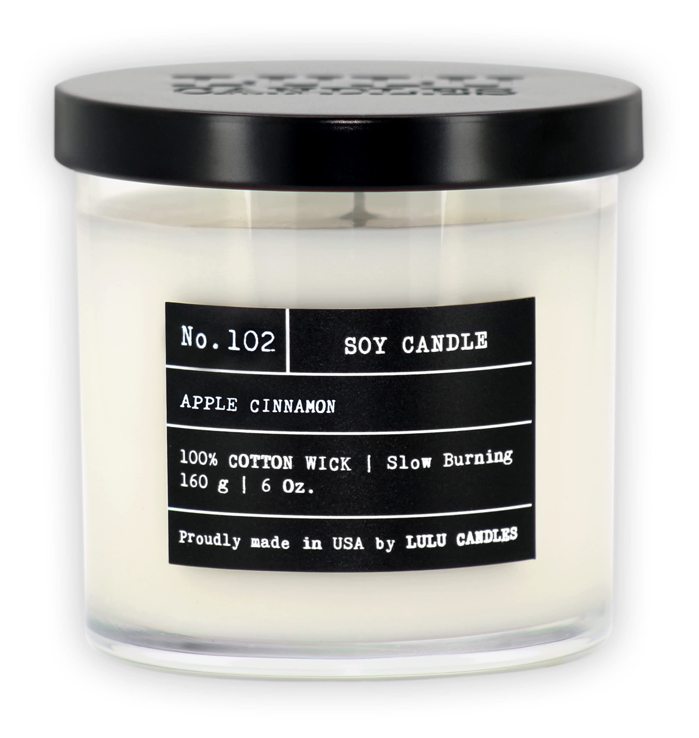 Luxury Apple Cinnamon Scented Soy Candle - Hand Poured in USA, Long Lasting 6oz Jar Candle for Home, Relaxation & Gifts | Lulu Candles