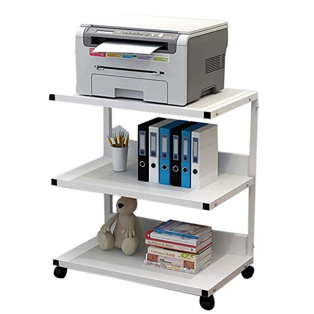 ZLASS 3-Tier Printer Stand with Storage Shelf - Multi-Function Desktop Organizer for Home Office, Computer Desk Accessory, File Holder and Bookshelf (Black) - Perfect for Workspace Organization and Printer Storage
