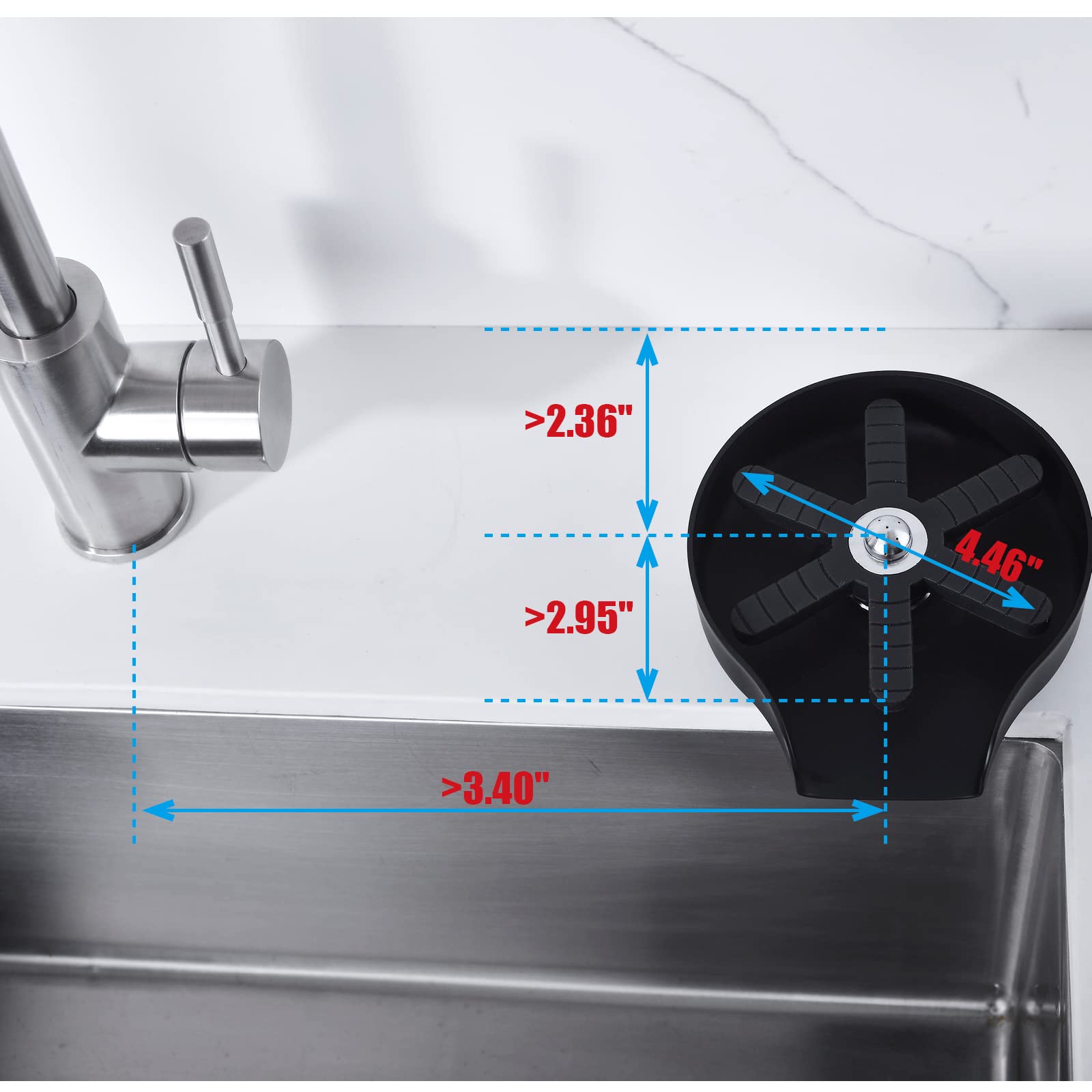 Stainless Steel Multi-Angle Pressurized Glass Rinser for Kitchen Sink - Matte Black Cup & Bottle Cleaner for Wine, Baby Bottles, and Utensils