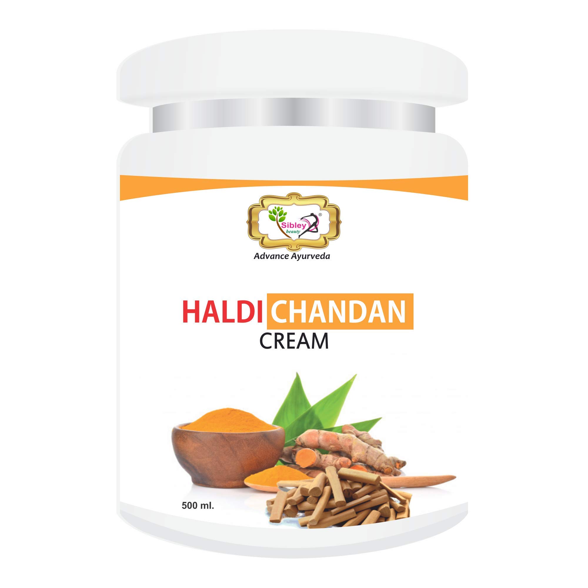 Sibley Beauty Haldi Chandan Facial Massage Cream - 500g Turmeric & Sandalwood Face Cream for Bright, Radiant & Smooth Skin - All Skin Types, Unisex - Salon Professional Pack - Perfect for Daily Skincare & Spa Treatments