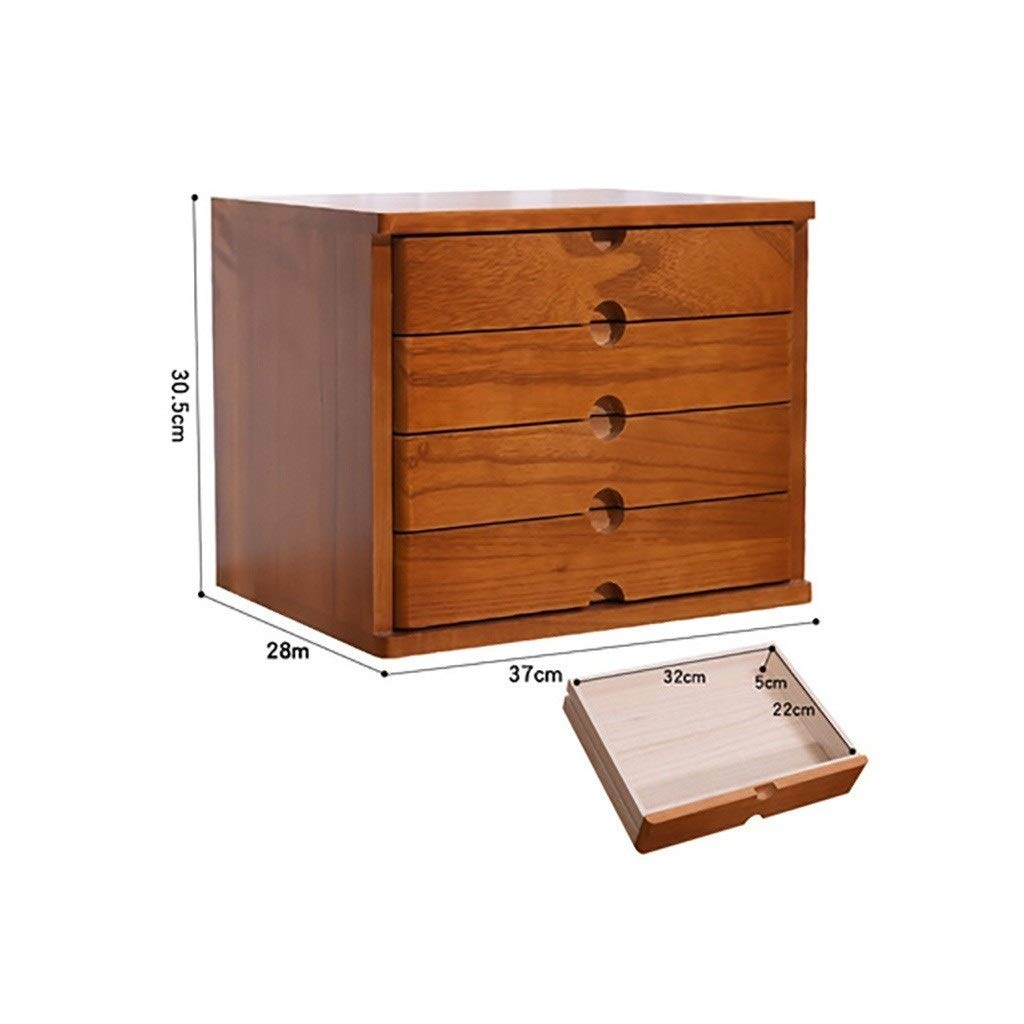 4-Layer Desktop File Cabinet with Multiple Storage Drawers - Stackable Organizer for Office Supplies, Documents & Mail - Cherry Wood Finish | Perfect for Home Office, Workspace & School Organization