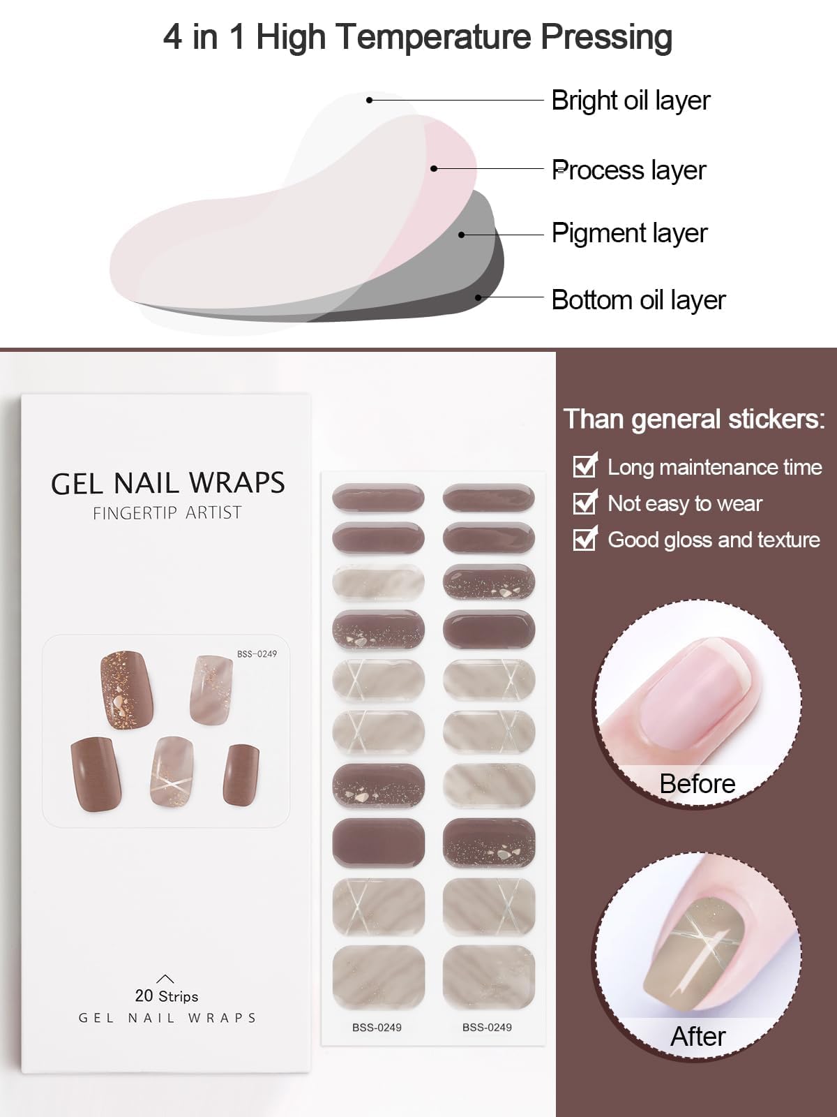 Kalolary Gel Nail Strips - Full Wrap Gel Nail Polish Stickers for Women | Salon Quality, Long Lasting & Vibrant Colors | Includes Nail File & Wood Stick | UV/LED Lamp Required | Perfect for Home Manicures, Parties & Special Occasions