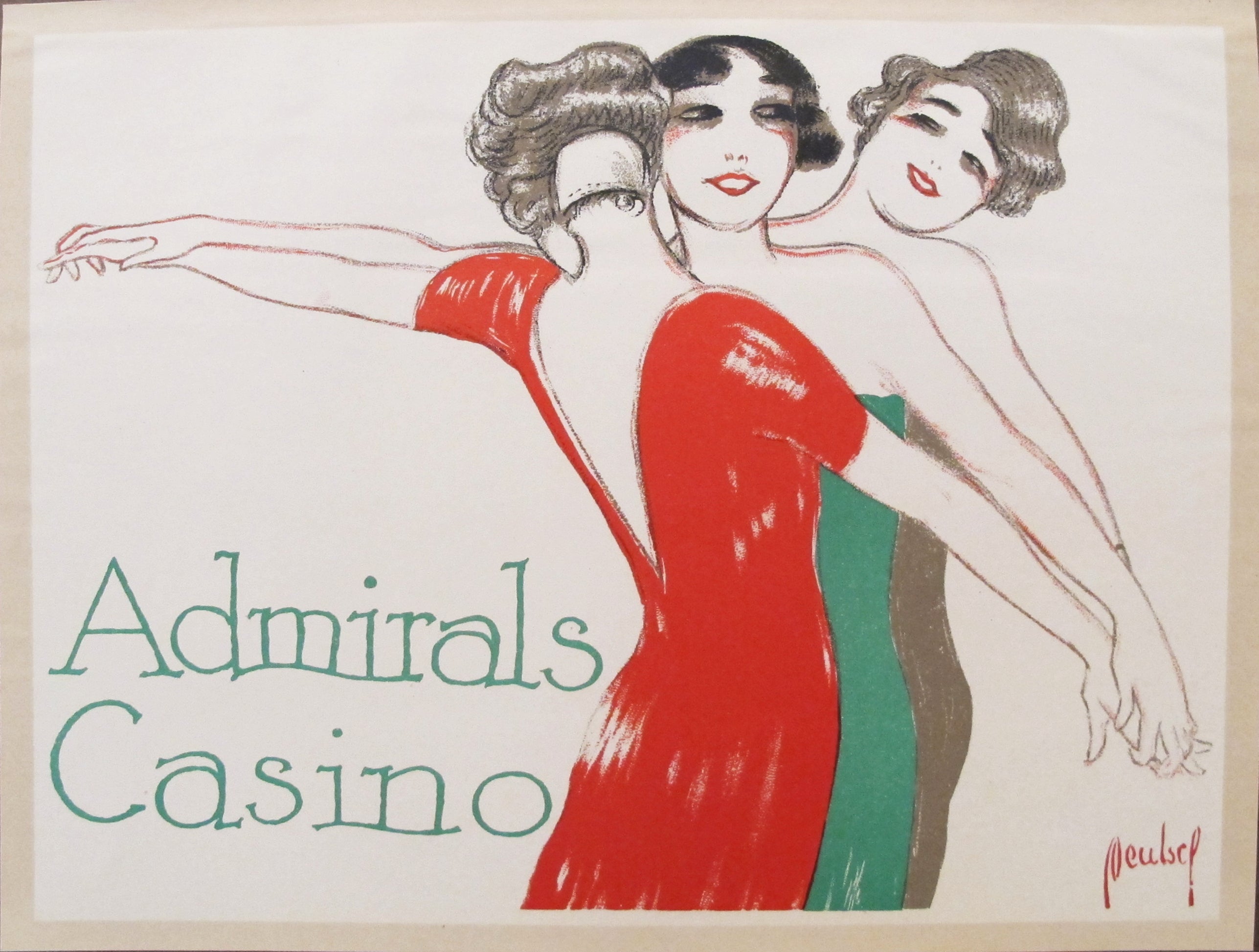 1927 Vintage German Mini Poster - Admirals Casino Retro Art Print for Home & Office Decor - Perfect for Wall Art, Man Cave, Bar, or Gaming Room