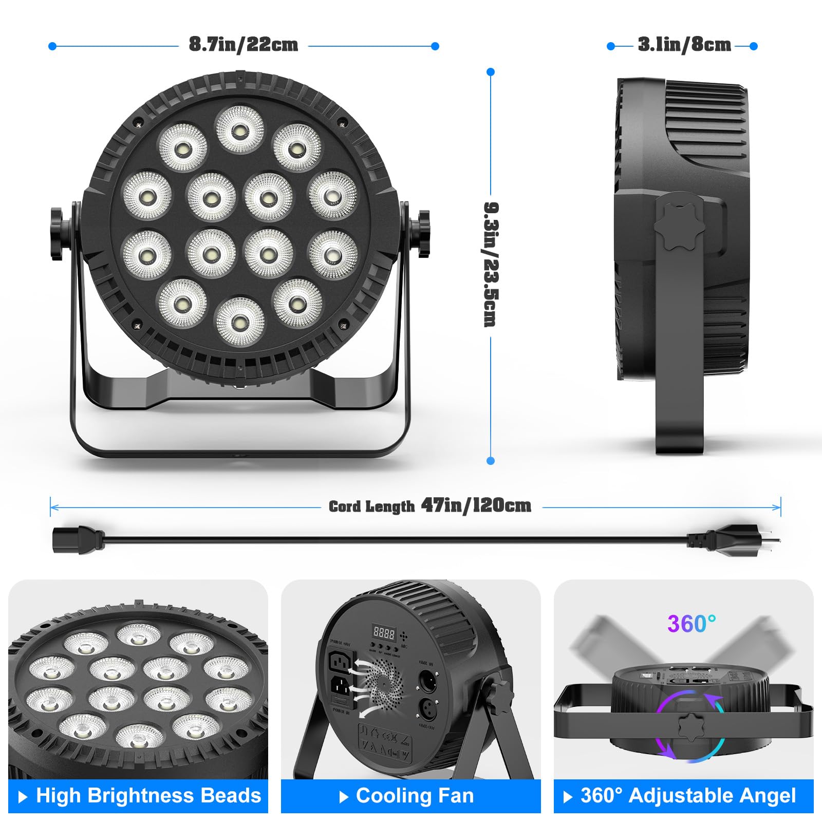 4 Pack U`King LED Par Lights RGBW DJ Stage Lighting - 14x6W Uplights with Sound Activation & DMX Control for Weddings, Churches, Live Shows, Discos, Halloween & Christmas Parties - Perfect for Events, Concerts, and Nightclubs