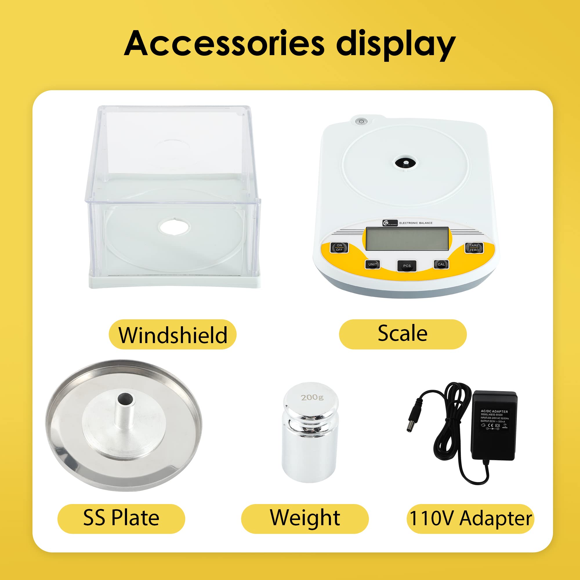 CGOLDENWALL 500g x 0.001g Precision Digital Analytical Balance - Lab Scale for Jewelry Weighing, Scientific Research & Chemistry Experiments | High Accuracy Electronic Scale with Calibration & 110V Power (Ideal for Laboratories, Pharmacies & Jewelry Stores)