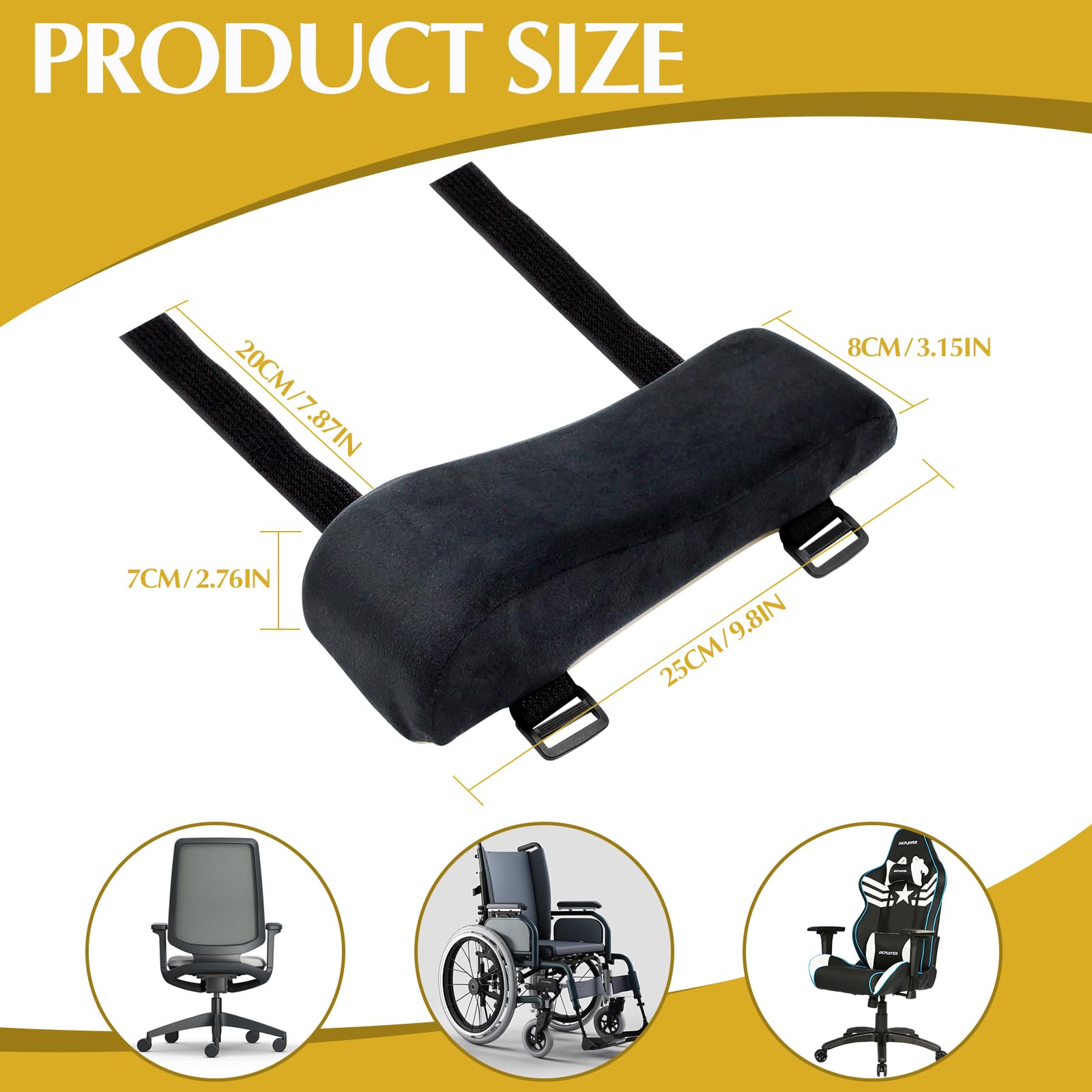 Ergonomic Armrest Pads for Office Chairs - 2 Pack Comfortable Chair Arm Cushions, Computer & Wheelchair Armrest Covers - Reduce Fatigue for Long Work Hours, Gaming & Home Office Use