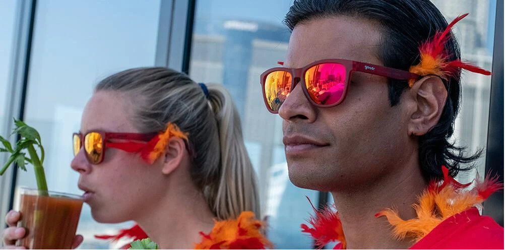 Goodr PHOENIX at a Bloody Mary Bar - Stylish & Lightweight Polarized Sunglasses for Running, Cycling & Outdoor Activities - UV Protection & Comfort Fit for Men & Women