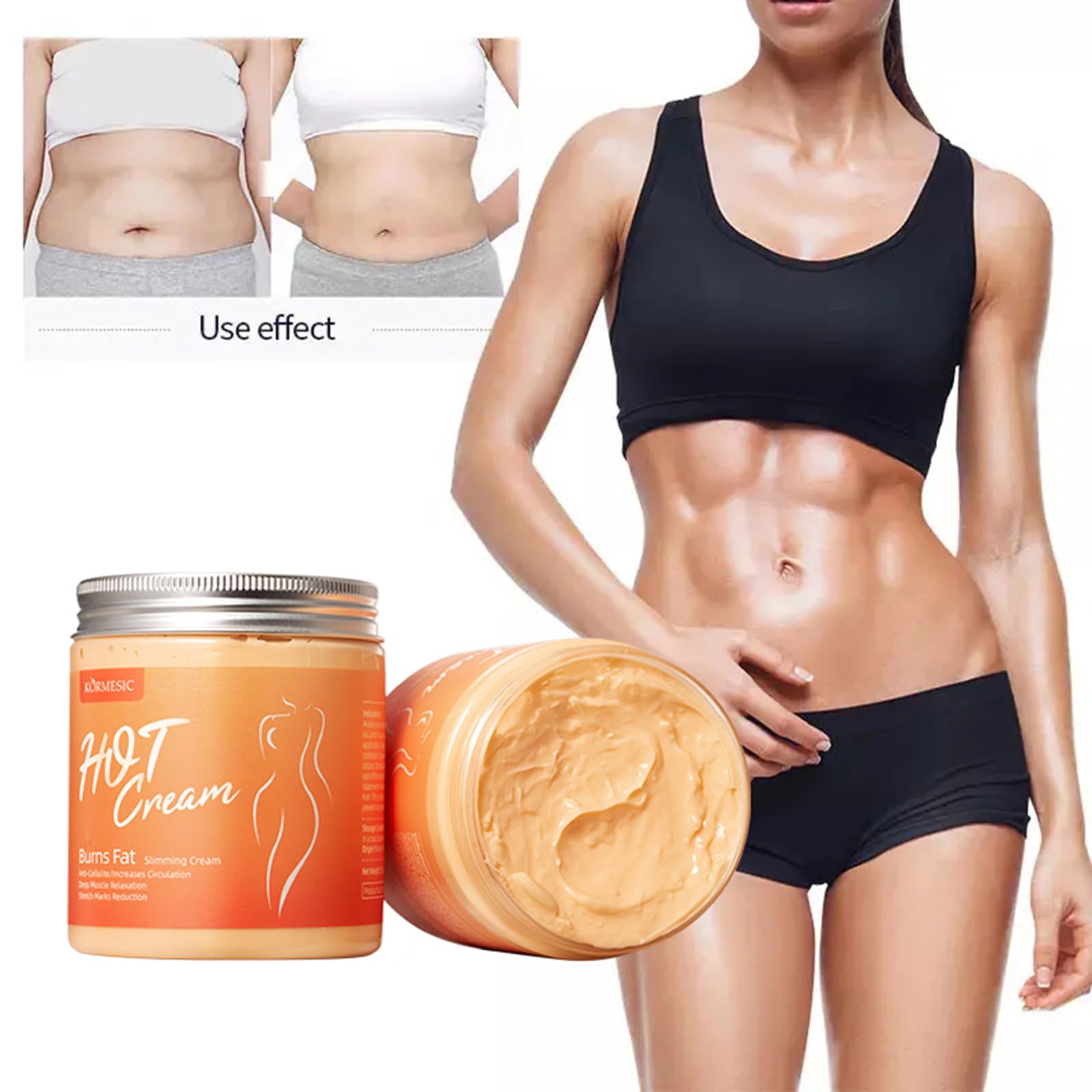Natural Ginger Hot Cream for Weight Loss & Cellulite Reduction - Anti-Cellulite Slimming Cream with Fat Burning & Hydrating Formula - Firming Belly Cream for Stomach, Thighs & Butt - Unisex Body Lotion for Home Spa & Post-Workout Recovery