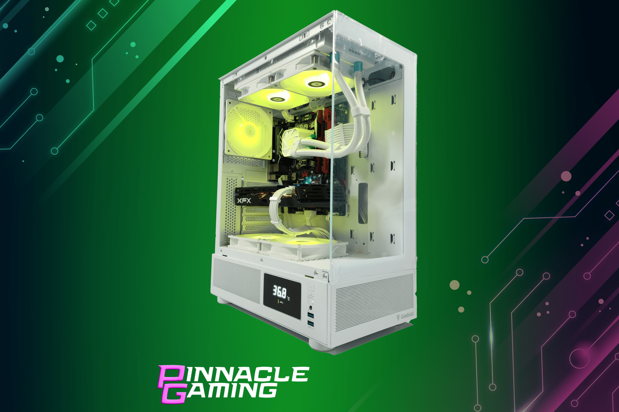 Custom Gaming PC - AMD Ryzen 5, RTX 3060, 500GB SSD, 8GB DDR4, White RGB Water Cooled Desktop Computer for Esports & 4K Gaming