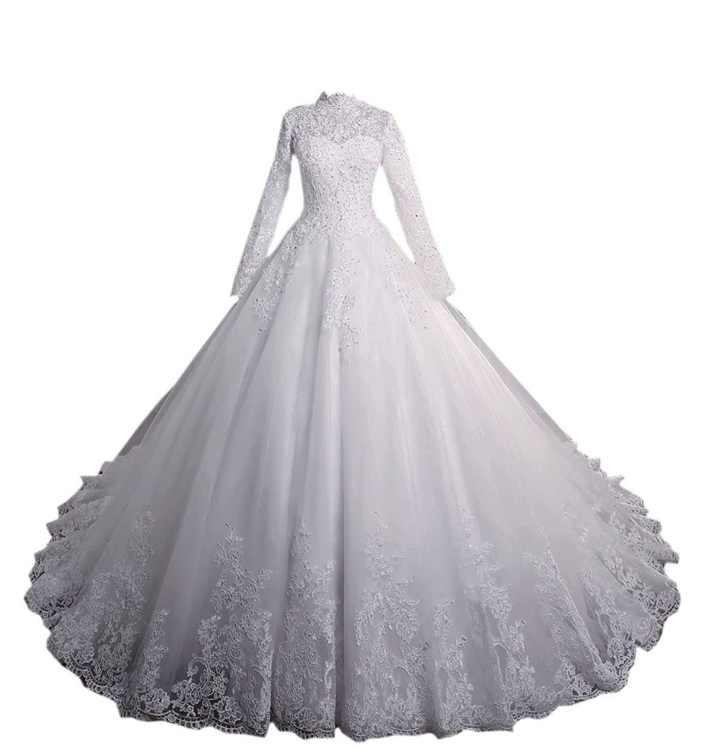Elegant Long Sleeve Lace Wedding Dress for Women - Romantic Garden & Outdoor Bridal Gown for Church, Beach, and Formal Ceremonies