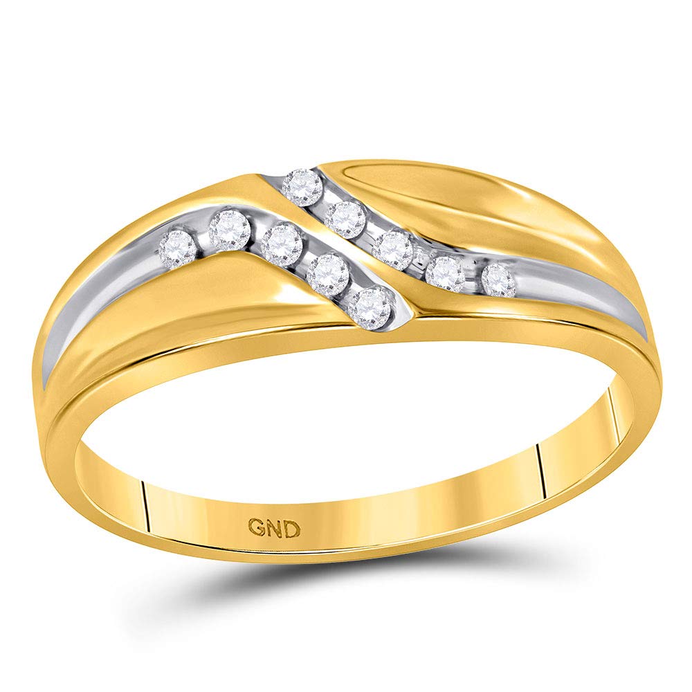 10kt Yellow Gold Men's Round Diamond Double Row Wedding Band - 1/8 CTW Dazzlingrock Collection - Perfect for Engagement, Anniversary & Special Occasion Gifts