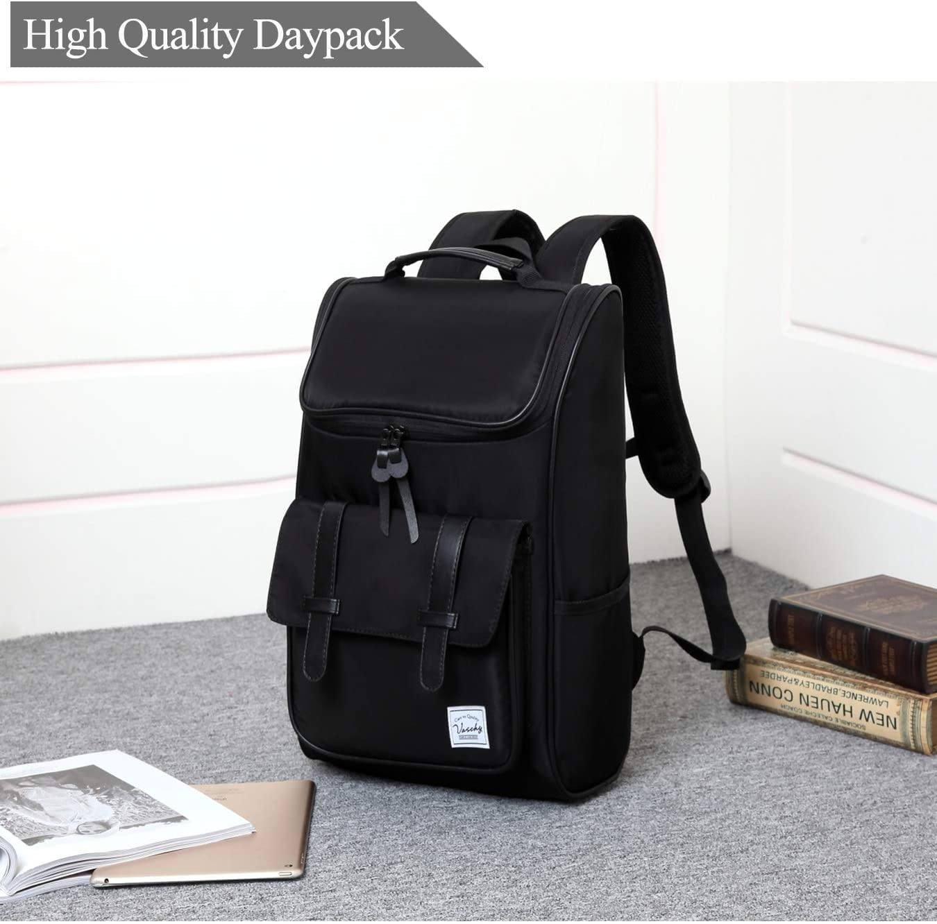 VASCHY Vintage Waterproof Backpack for Men - 15.6