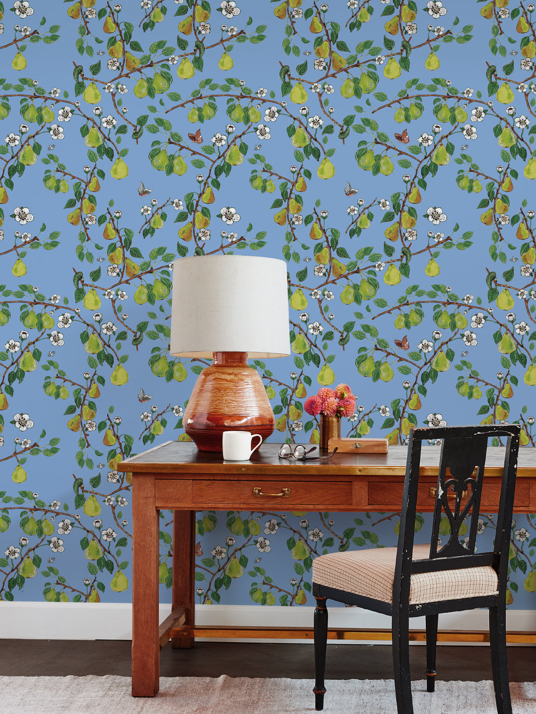 Giardino di Pere Blue Wallpaper by Carly Beck - Perfect for Living Room, Bedroom & Nursery Decor