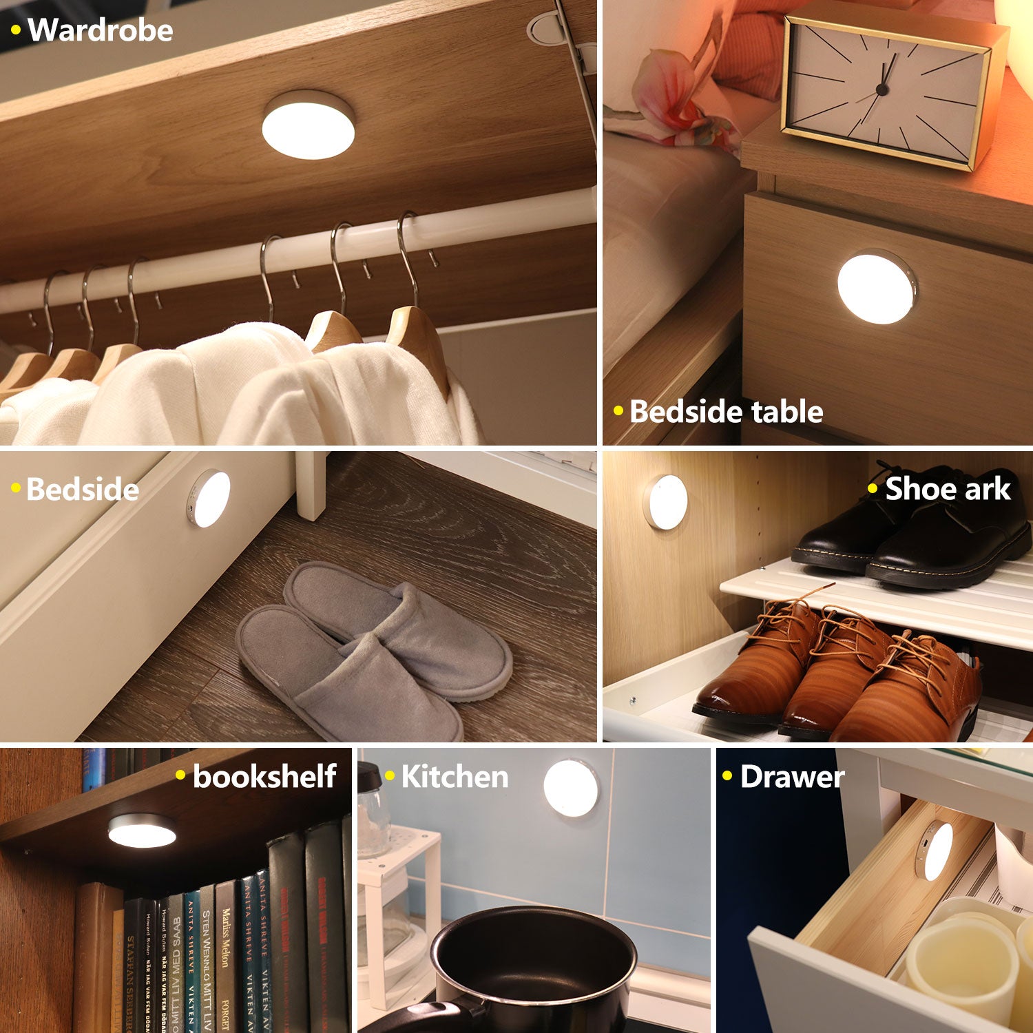 Twin Pack Magnetic LED Motion Sensor Lights - Warm White Rechargeable Closet Lights (Daffodil LEC022) for Cabinets, Wardrobes & Staircases