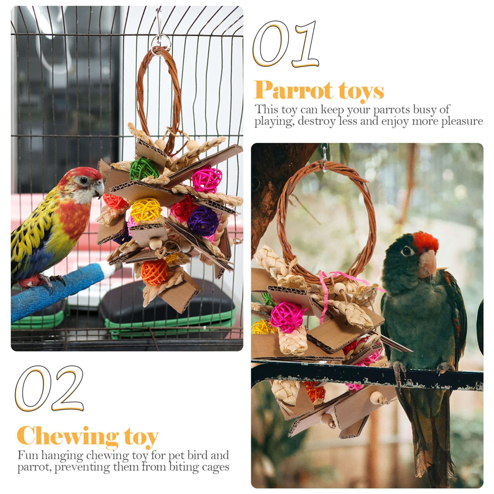 Durable Wooden Parrot Chewing Toy for Pet Birds - Natural Grinding & Biting Toy for Parakeets, Cockatiels, Macaws - Cage Accessories for Stress Relief & Beak Care | Perfect for Playtime & Mental Stimulation