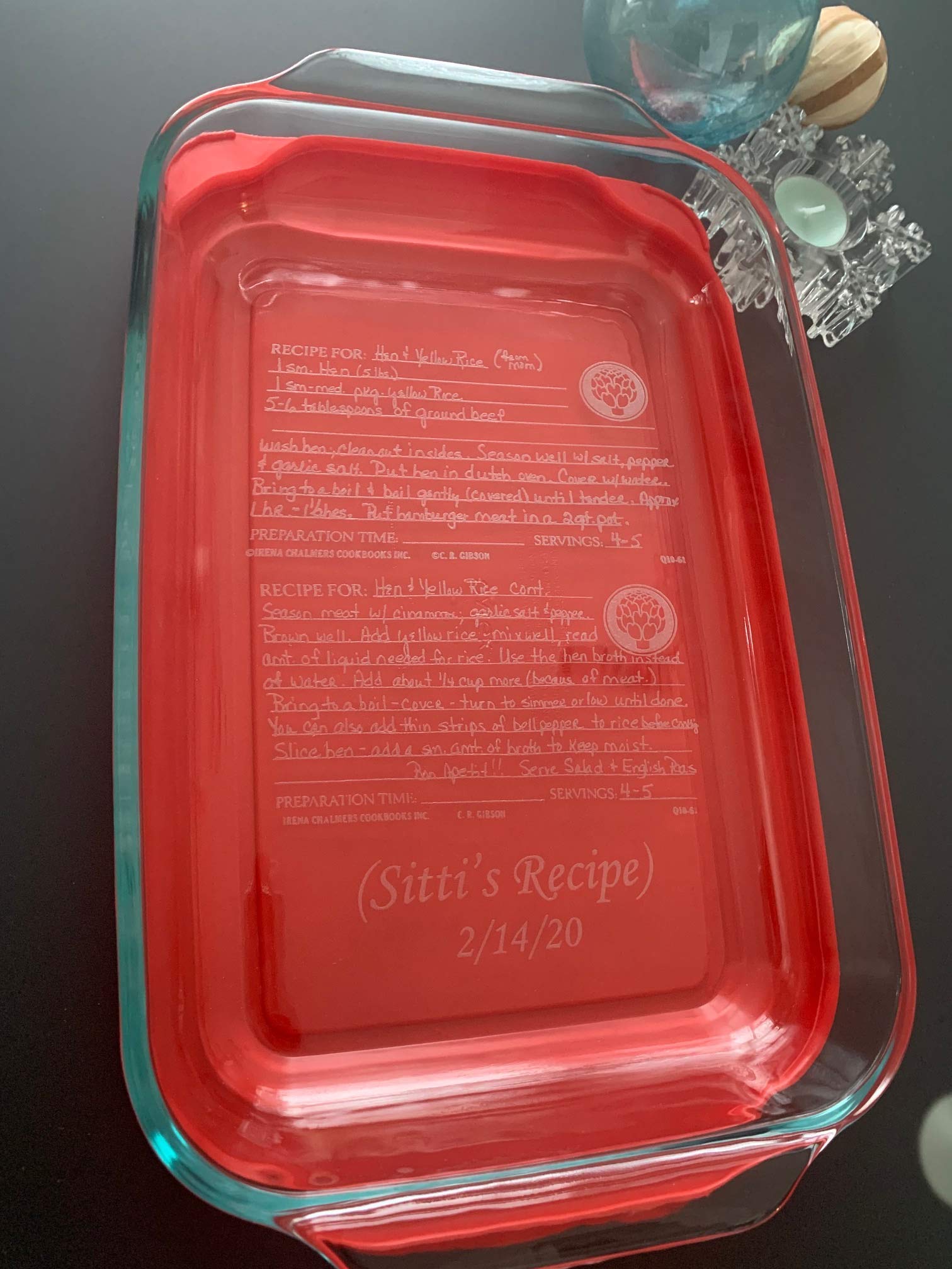Custom Handwritten Recipe Casserole Dish 9x13