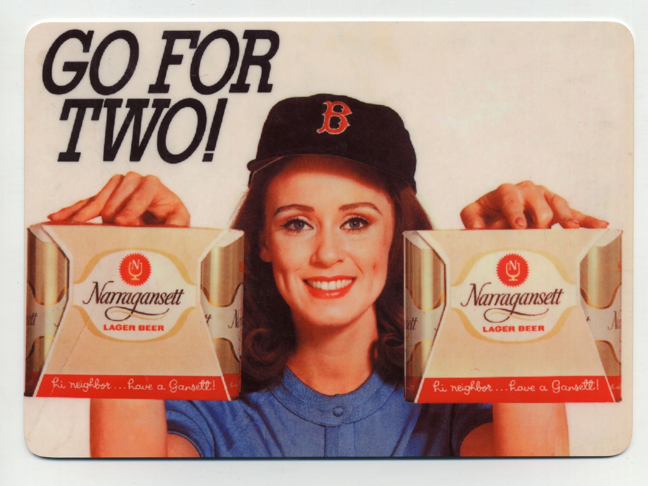 Vintage Narragansett Beer Metal Counter Display Sign - Retro Boston Girl Bar Decor for Pubs, Taverns & Man Caves - Perfect for Home Bars & Brewery Collectibles