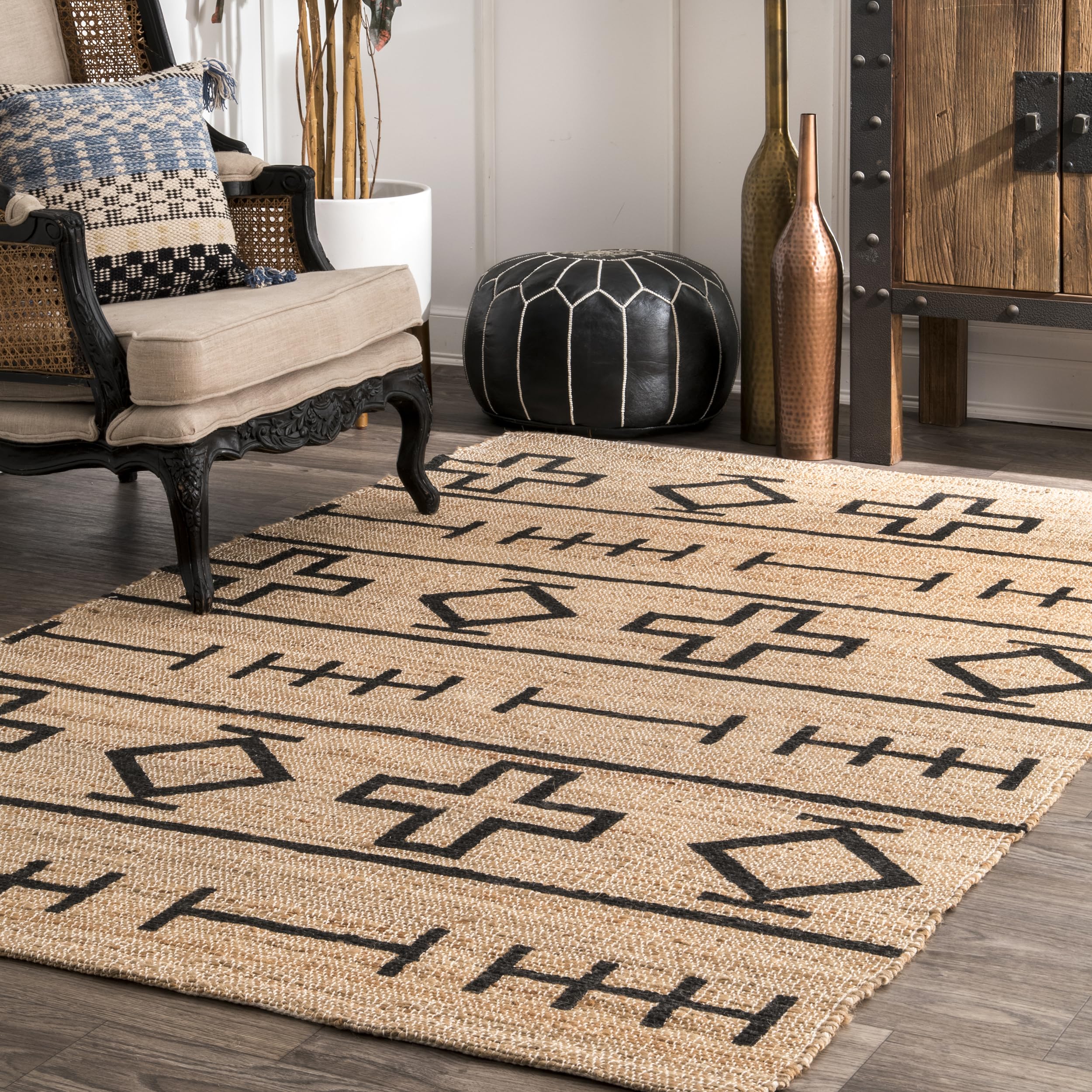 nuLOOM Hand Loomed Natural Fiber Barry Area Rug 9'x12' - Eco-Friendly Jute Rug for Living Room, Bedroom & Dining Room Decor