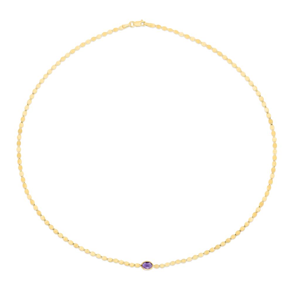 14K Gold Amethyst Mirror Chain Bracelet for Women - Elegant Purple Gemstone Jewelry Gift for Birthday, Anniversary & Special Occasions