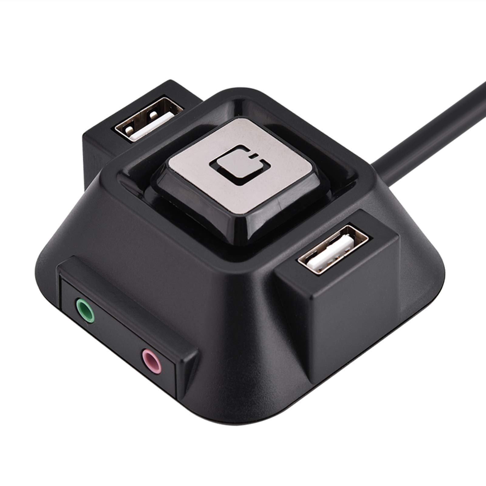 Glomora Desktop Power Reset Switch with Dual USB Ports & Audio Interface - Extended Computer Case Button for PC, Home & Office Use | Easy Access Control for Workstations & Gaming Rigs