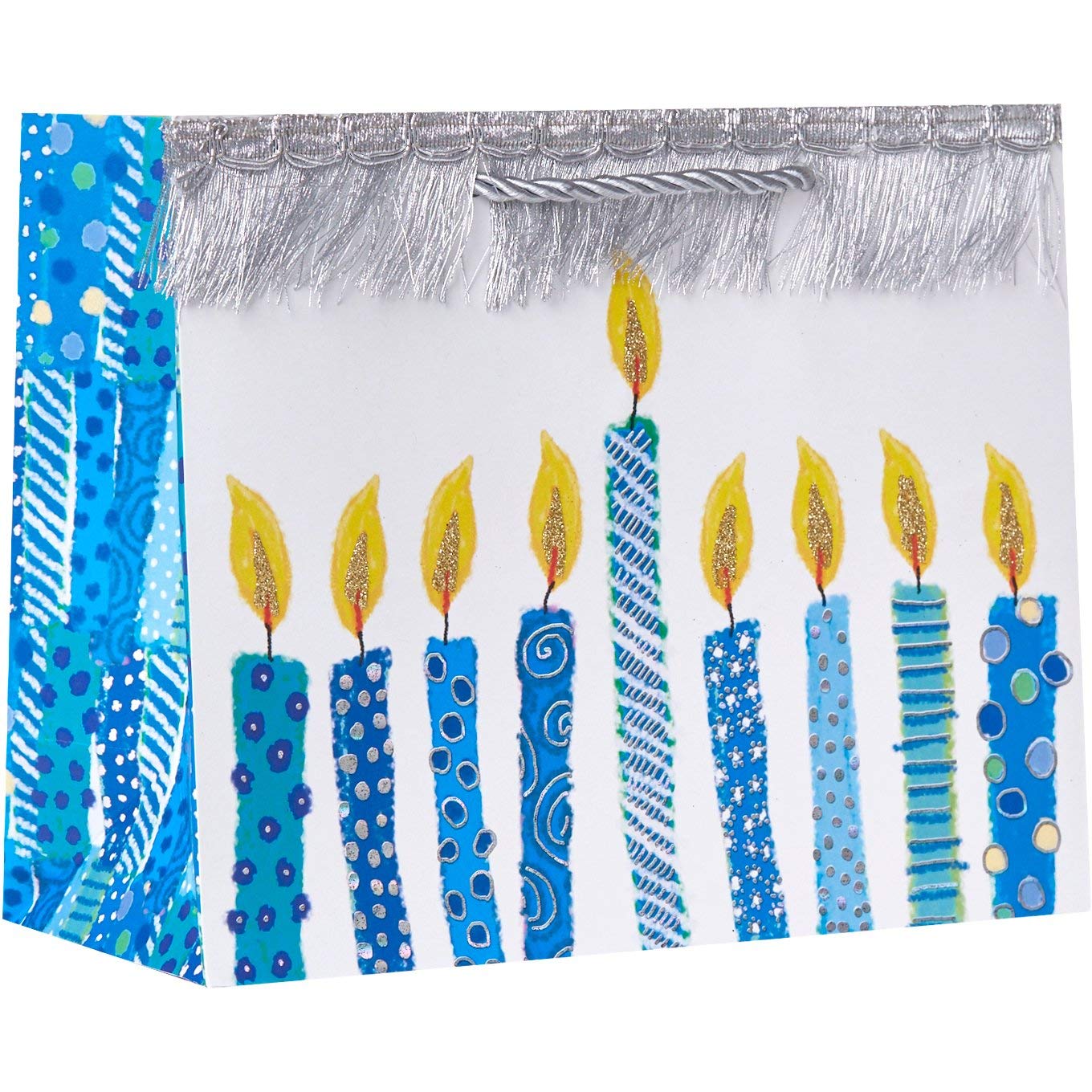 Jillson & Roberts Medium Hanukkah Gift Bags with 12 Candles - Perfect for Holiday Gifting, Party Favors & Jewish Celebrations