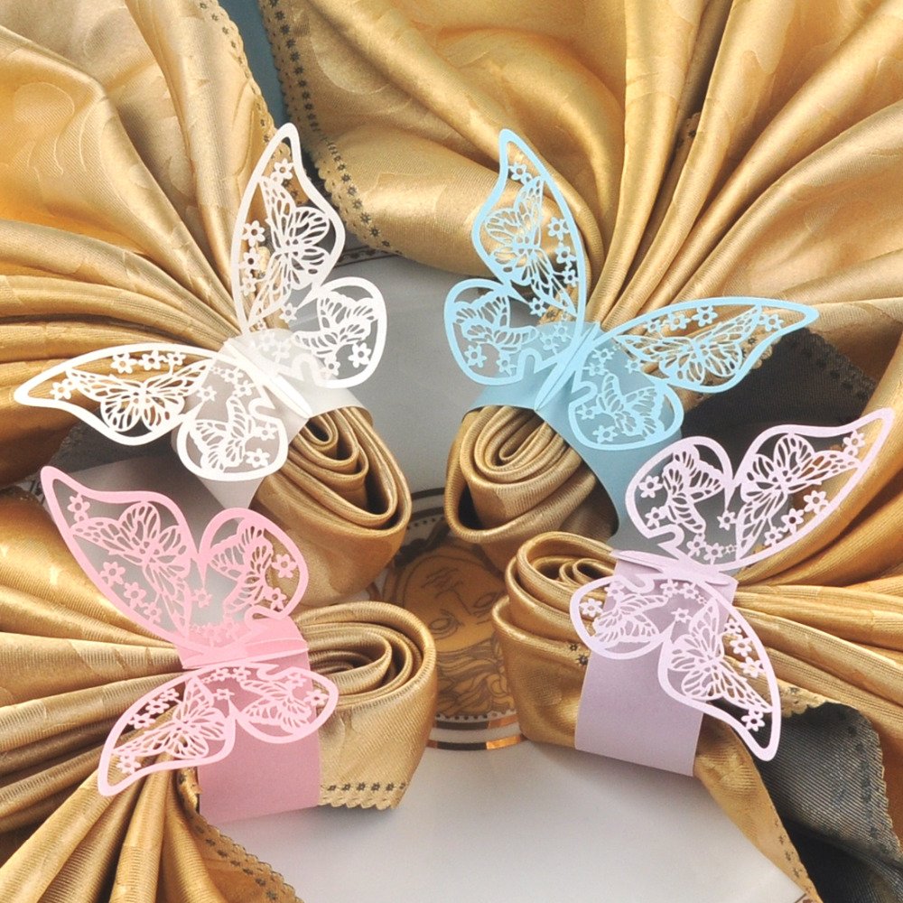 50pcs Purple Laser Cut Butterfly Napkin Rings - Elegant Table Decor for Weddings, Birthday Parties, Anniversaries & Romantic Dinners | King&Pig Home Decor Accessories
