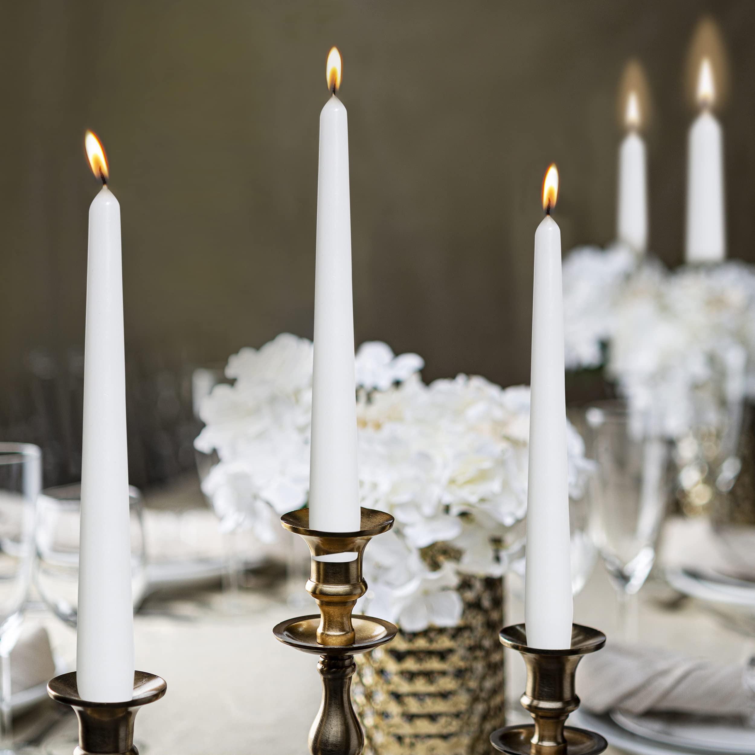 BOLSIUS White Taper Candles - 3 Pack (90 Count) - 8 Hour Burn Time - Premium European Quality Unscented Candles with Smokeless Flame - Perfect for Weddings, Church, Restaurants & Home Decor