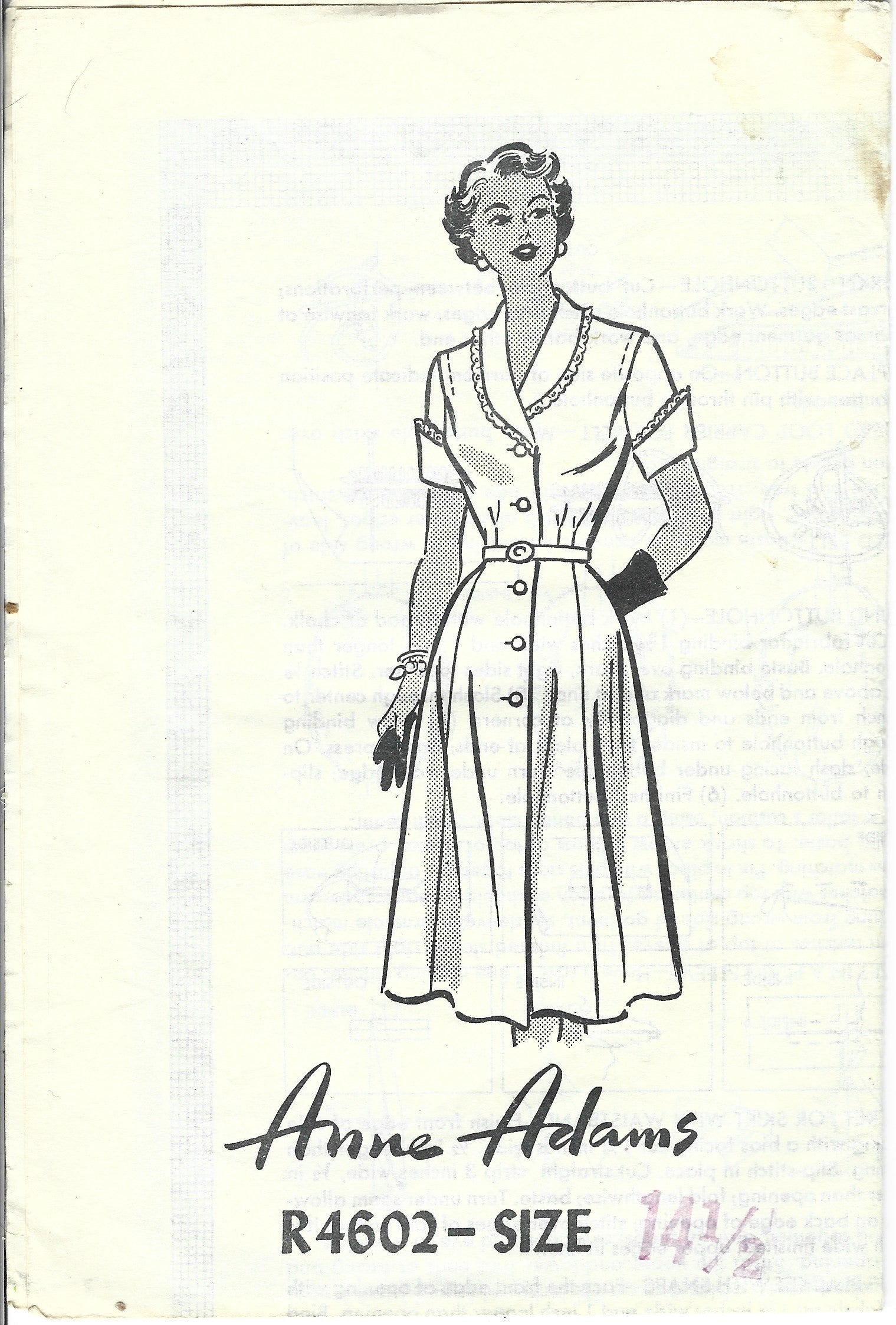 Vintage Anne Adams R4602 Ladies Dress Sewing Pattern 1950s - Retro Fashion DIY Costume for Parties, Cosplay & Historical Reenactment