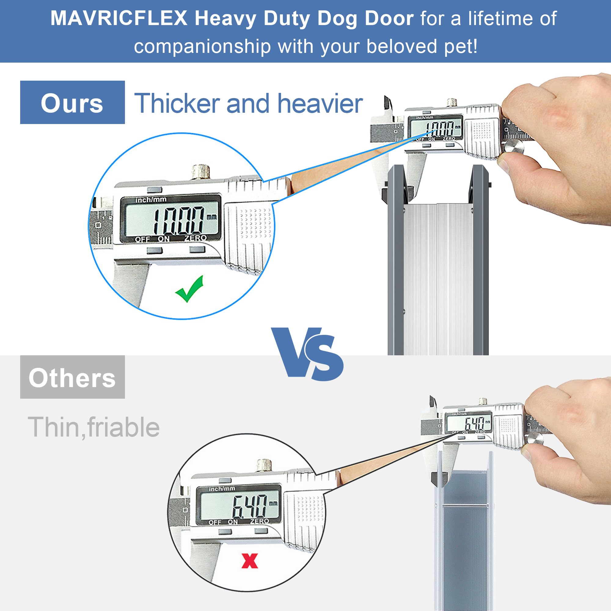 MAVRICFLEX Heavy Duty XL Dog Door with Sliding Lock Panel - Energy Efficient Rugged Aluminum Large Pet Door for Dogs Up to 220lbs - Easy Installation & Magnetic Double Flaps - Perfect for Backyard, Patio & Indoor Use