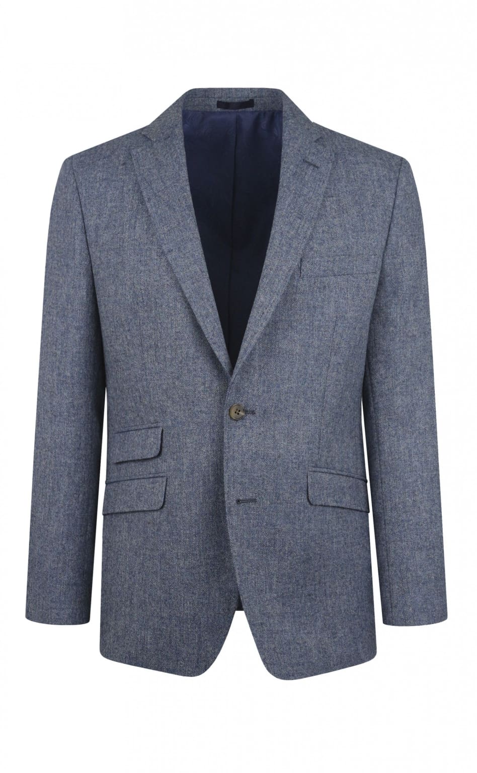 Premium Lightweight Sky Blue Pure Wool Tweed Blazer for Men - Elegant Business Casual Jacket for Office, Weddings & Formal Events