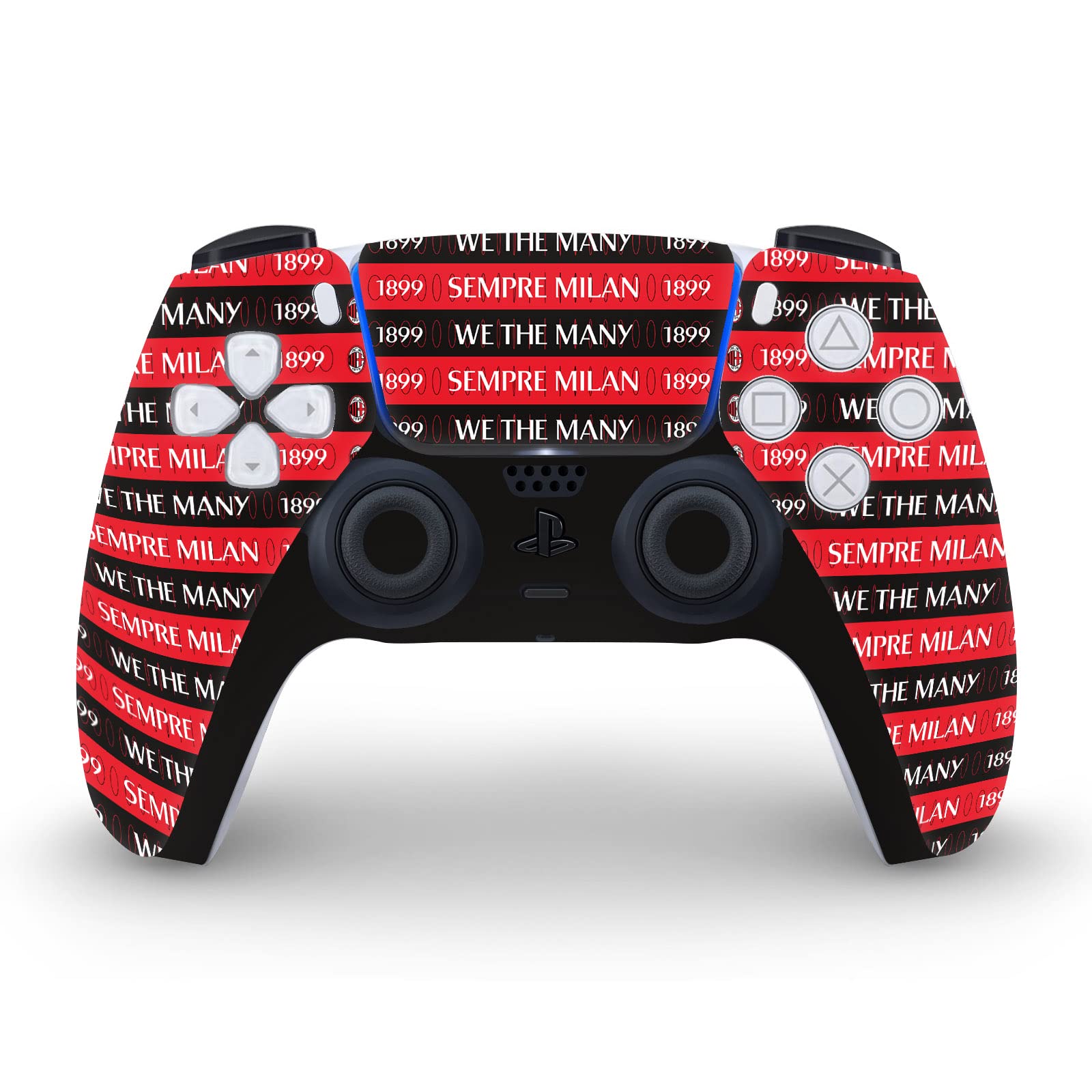 Officially Licensed AC Milan Sempre Milan 1899 Matte Vinyl Skin for PS5 & Controller - Gaming Decal Sticker Compatible with PlayStation 5 Disc Edition & DualSense - Perfect for Soccer Fans & Gaming Setups