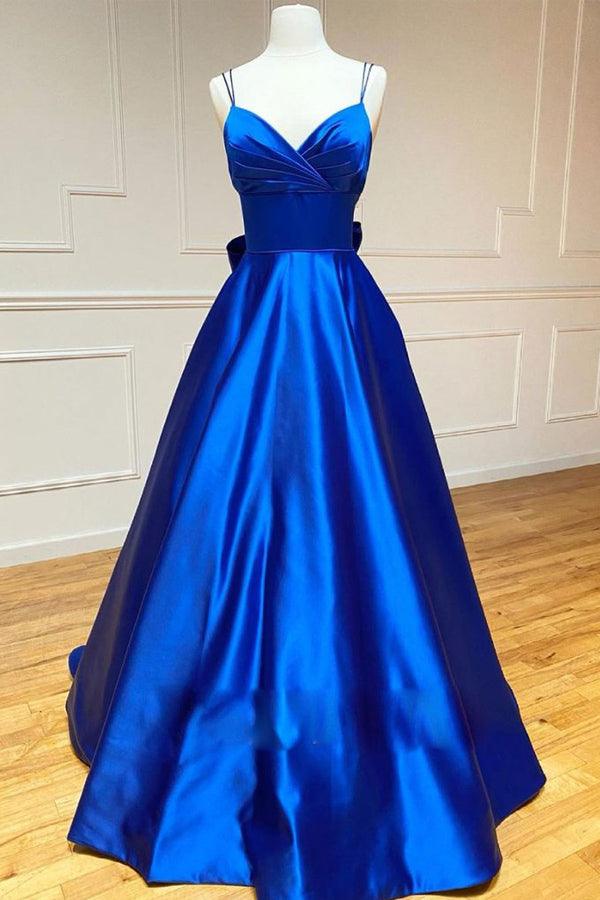 Royal Blue A-Line Satin V-Neck Prom Dress TP1024 - Elegant Evening Gown for Homecoming, Formal Dances & Special Occasions